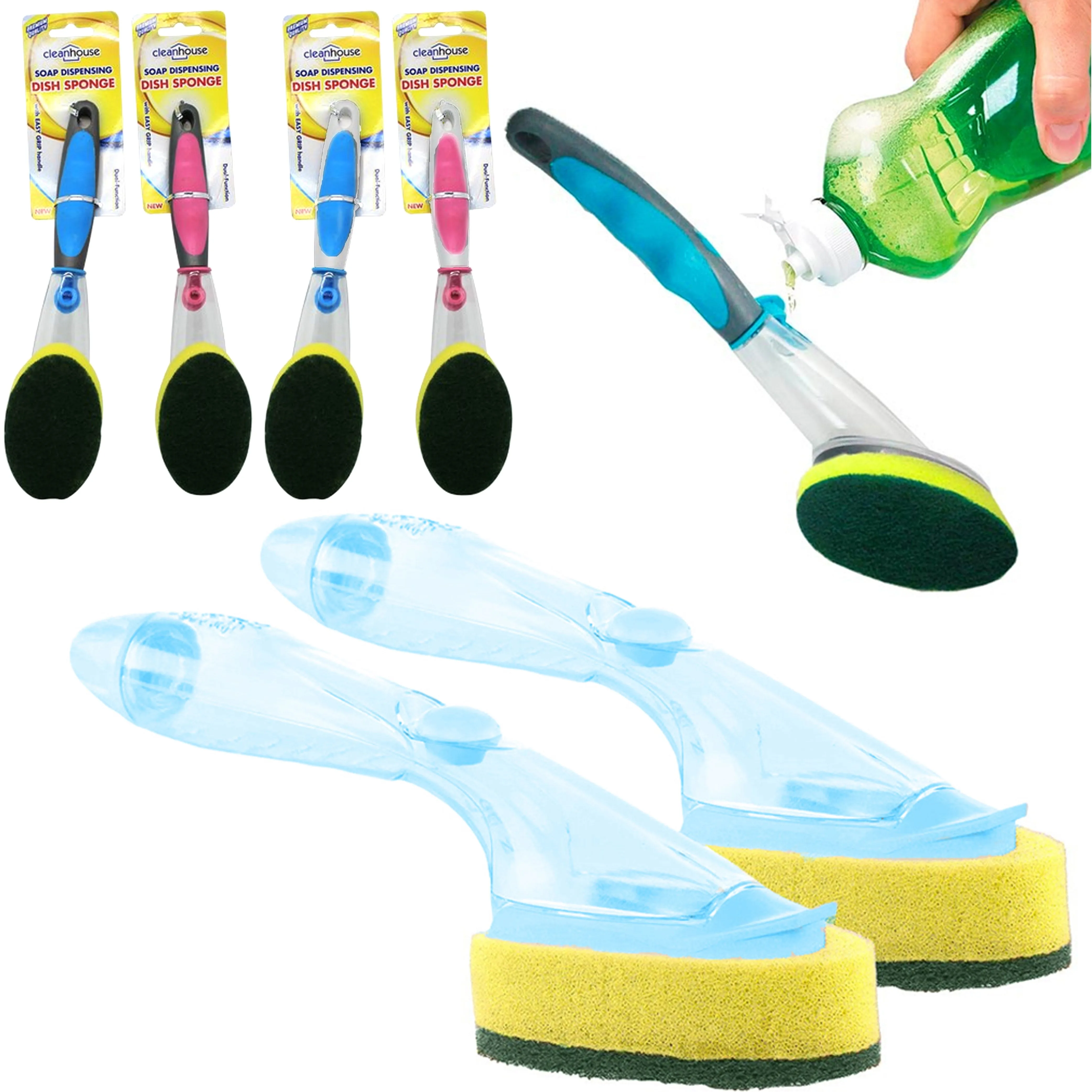 1 Set Soap Dispenser Scrubber Dish Wand Brush Scrub Refill Wash Pot Pan Kitchen