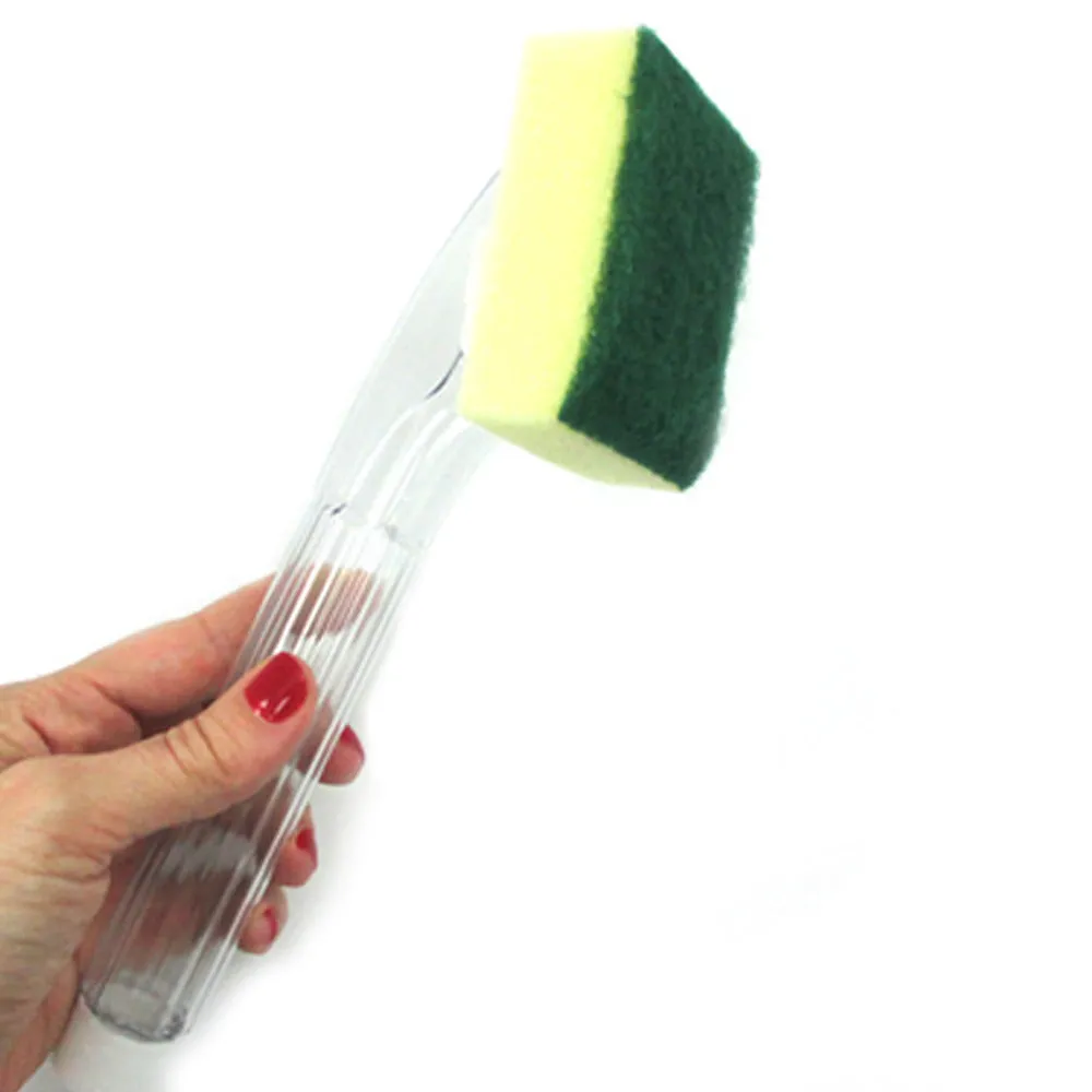 2 Pack Soap Dispenser Scrubber Dish Brush Scrub Refill Washing Pot Pan Kitchen