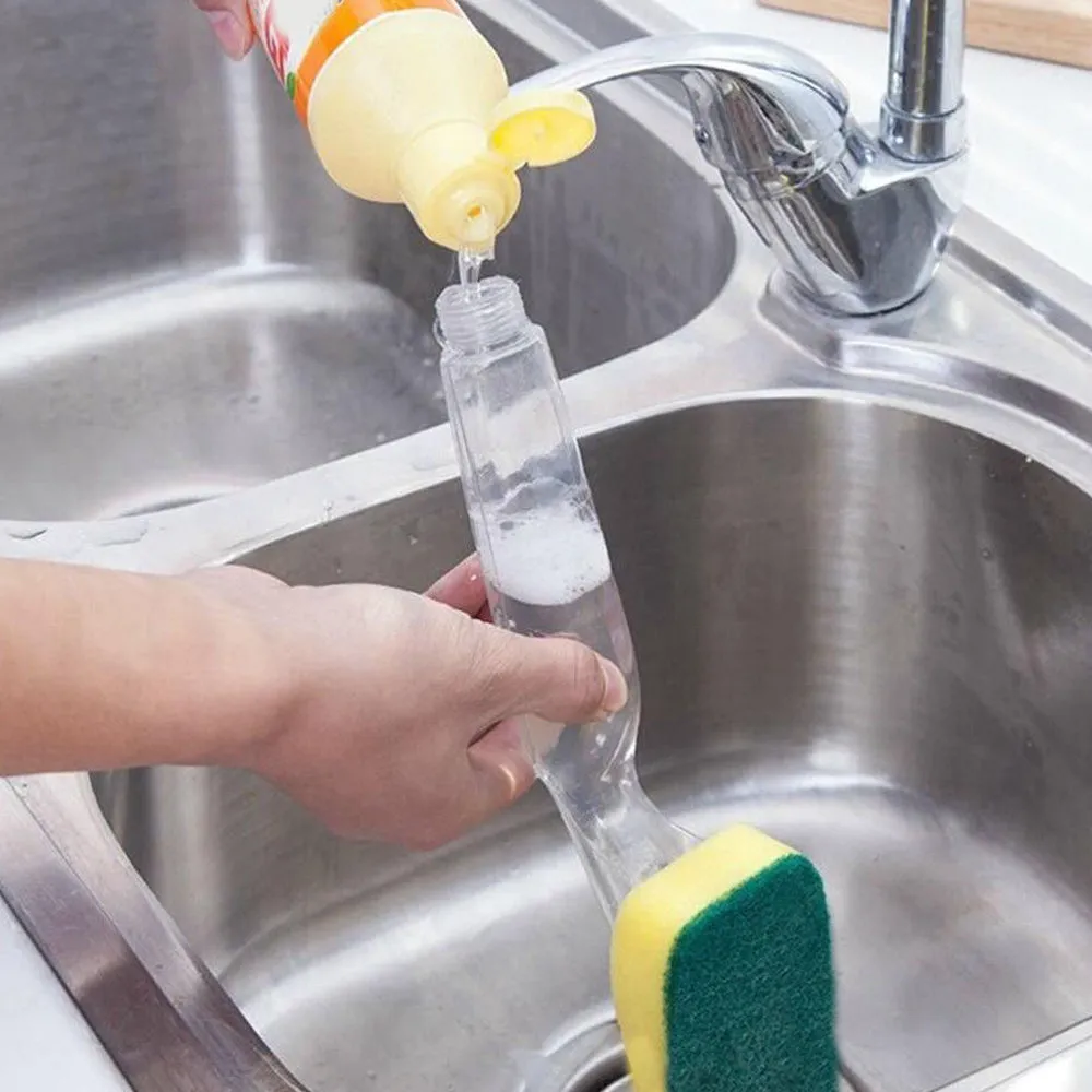 2 Pack Soap Dispenser Scrubber Dish Brush Scrub Refill Washing Pot Pan Kitchen