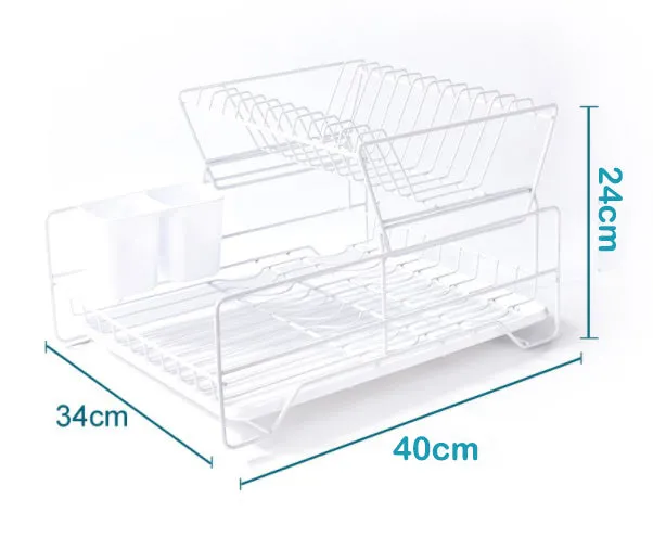 2 Tier Dish Drainer | With Cutlery Holder | White