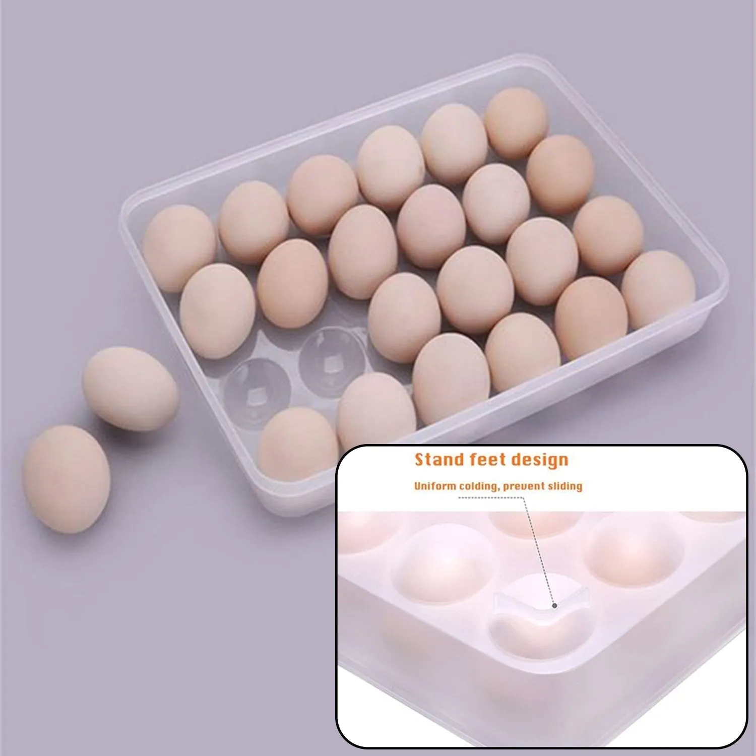 24 Grids Plastic Egg Box Container Holder Tray for Fridge with Lid for 2 Dozen Egg Tray