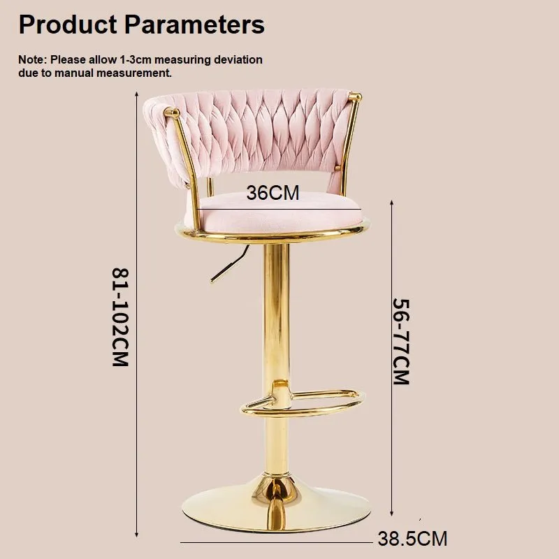 2x Adjustable Swivel Bar Stools | Velvet Upholstery | Gold Base | Padded Seat | Grey