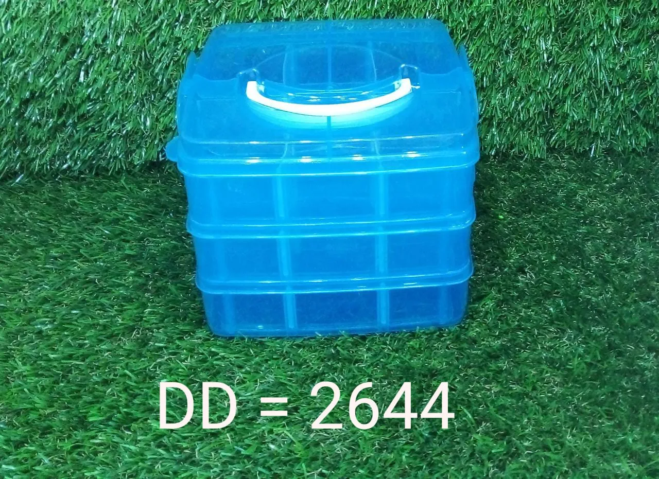 3-Tier 18 Sections Transparent Stackable Adjustable Compartment Slot Plastic Craft Storage Box