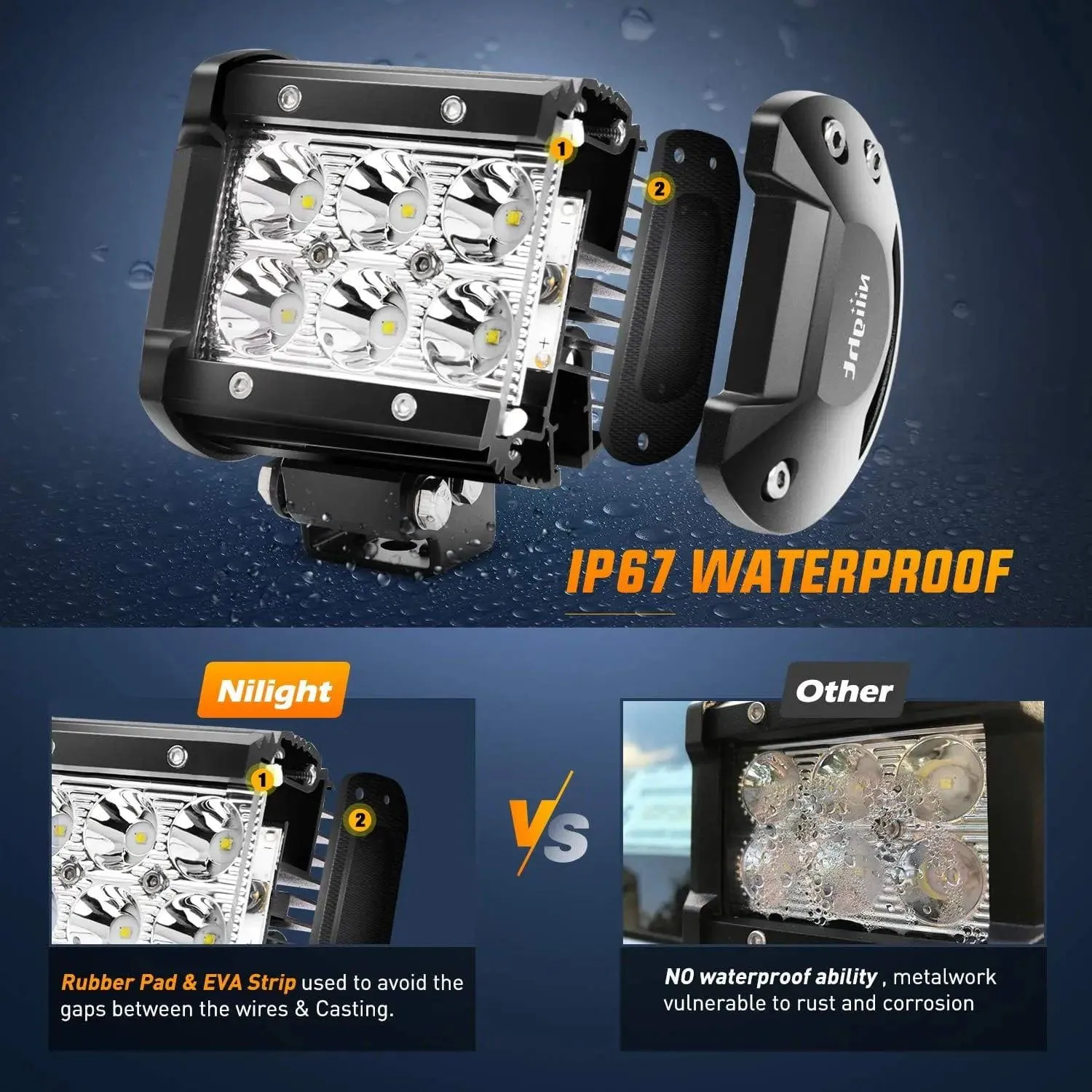 4 Inch 18W 1260LM Double Row Spot LED Pods (2 Pairs)