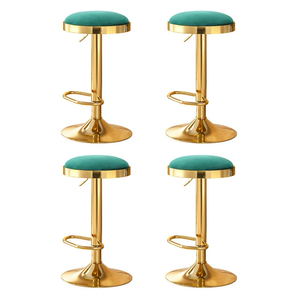 4x Artiss Bar Stools | Kitchen Dining Chairs | Velvet Padded Stool | Green