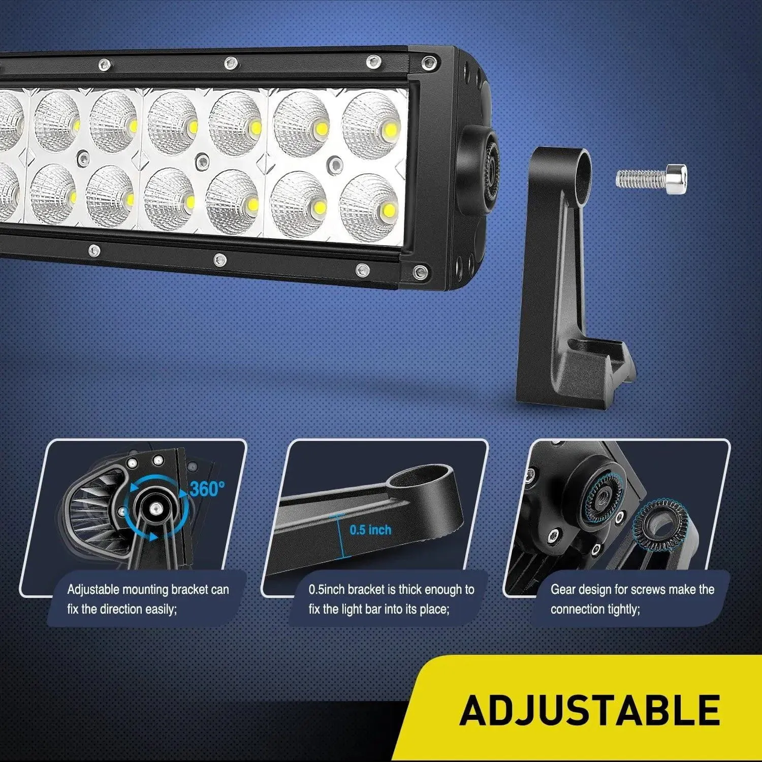 52 Inch 300W Double Row Curved Spot Flood LED Light Bar