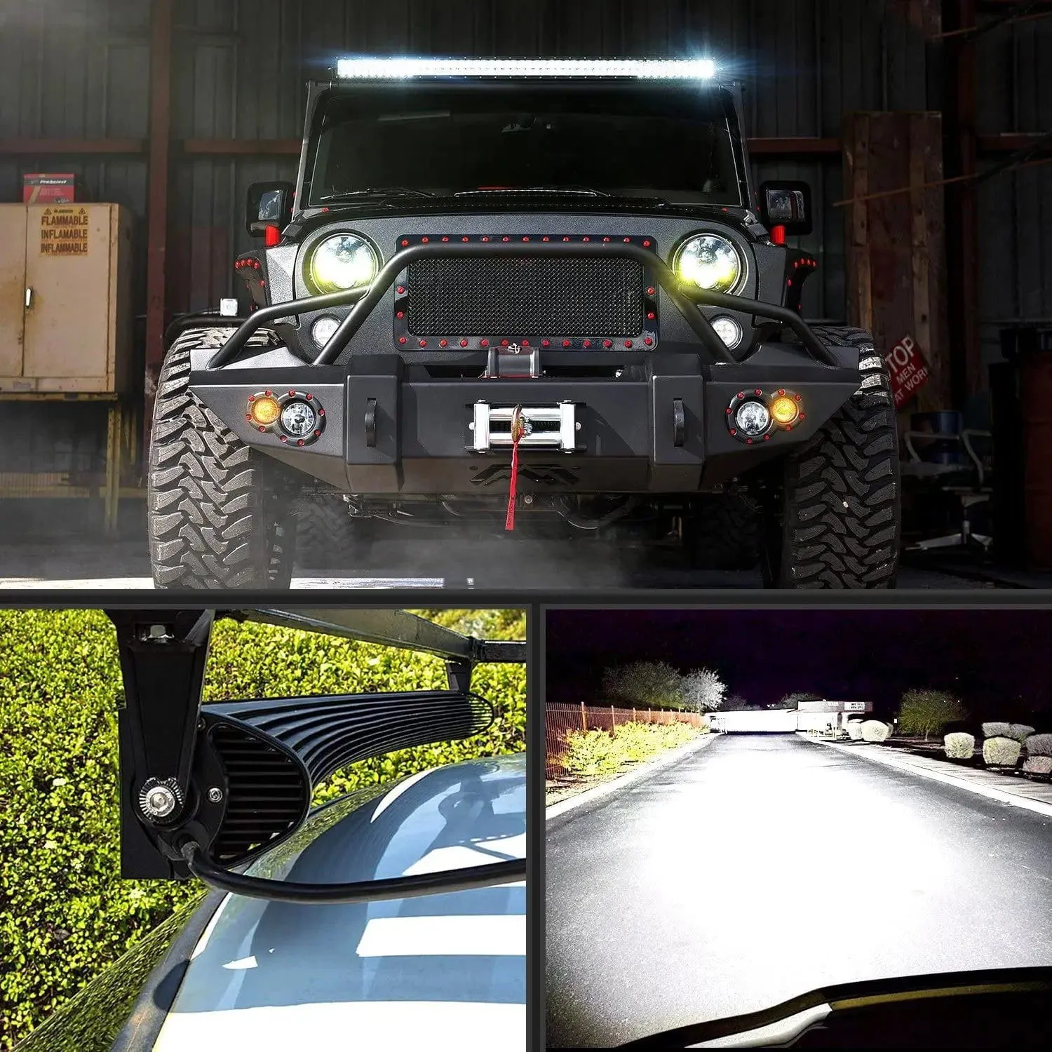 52 Inch 300W Double Row Curved Spot Flood LED Light Bar