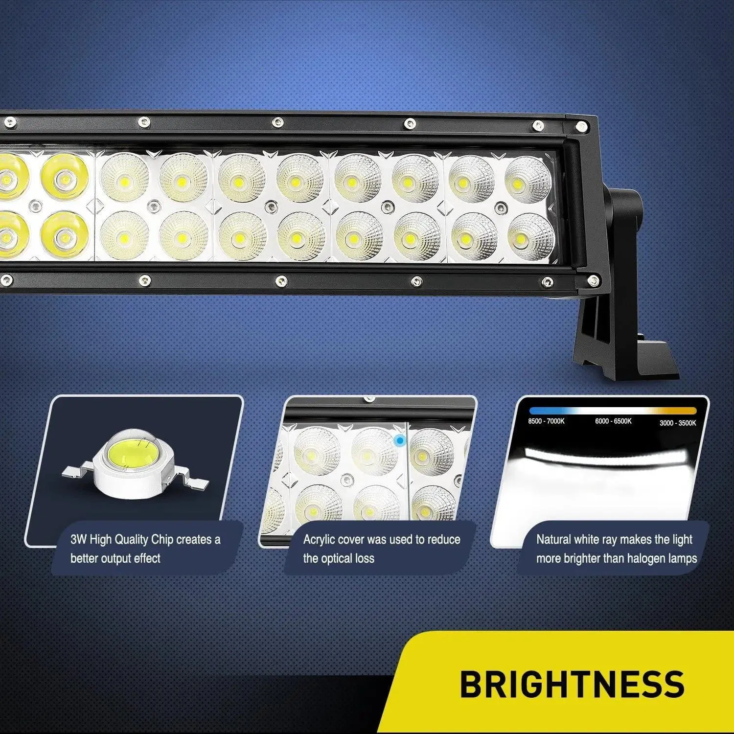 52 Inch 300W Double Row Curved Spot Flood LED Light Bar