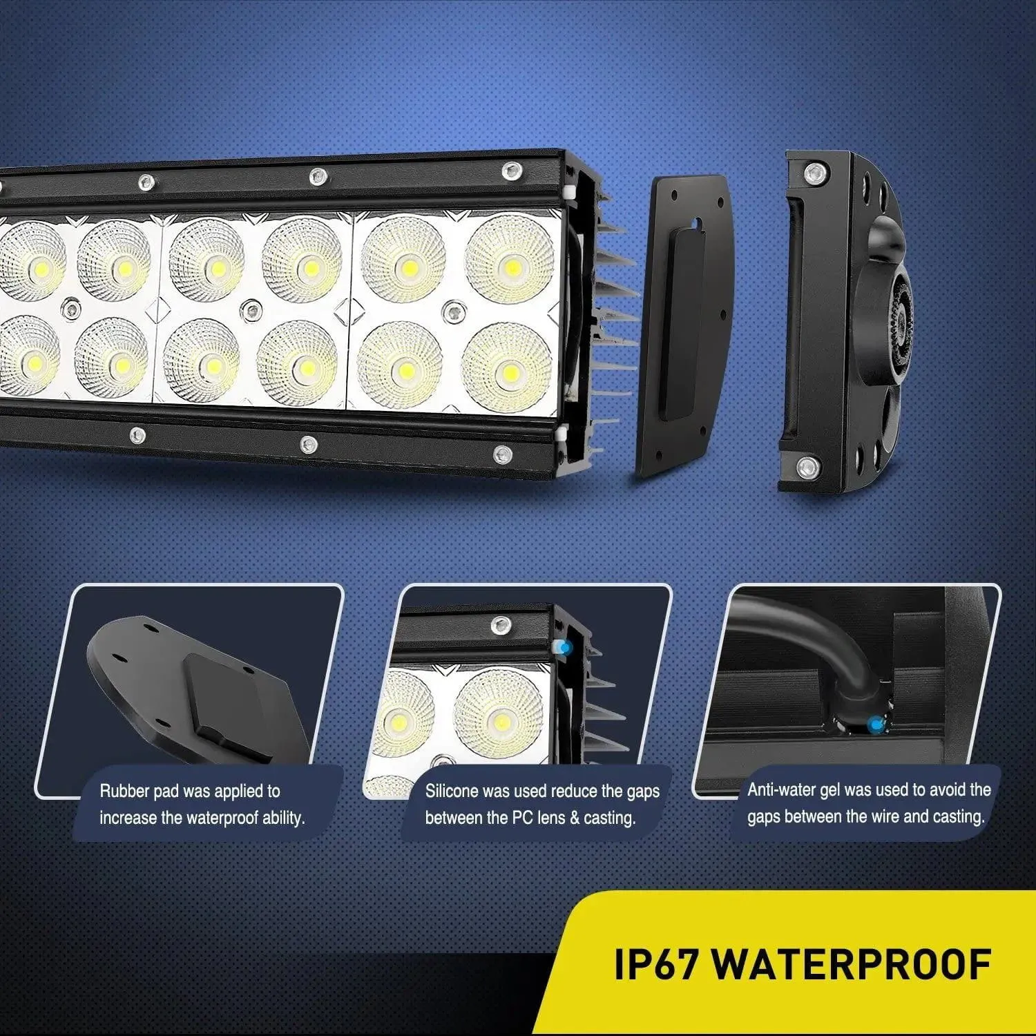 52 Inch 300W Double Row Curved Spot Flood LED Light Bar