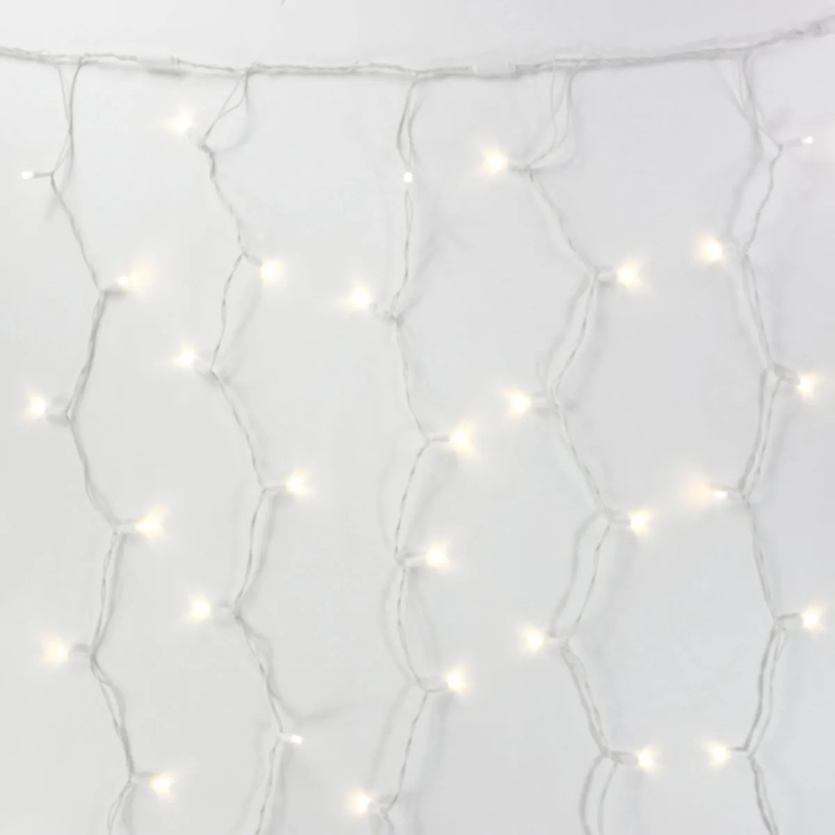 8-foot LED Curtain Lights Warm White on White Wire