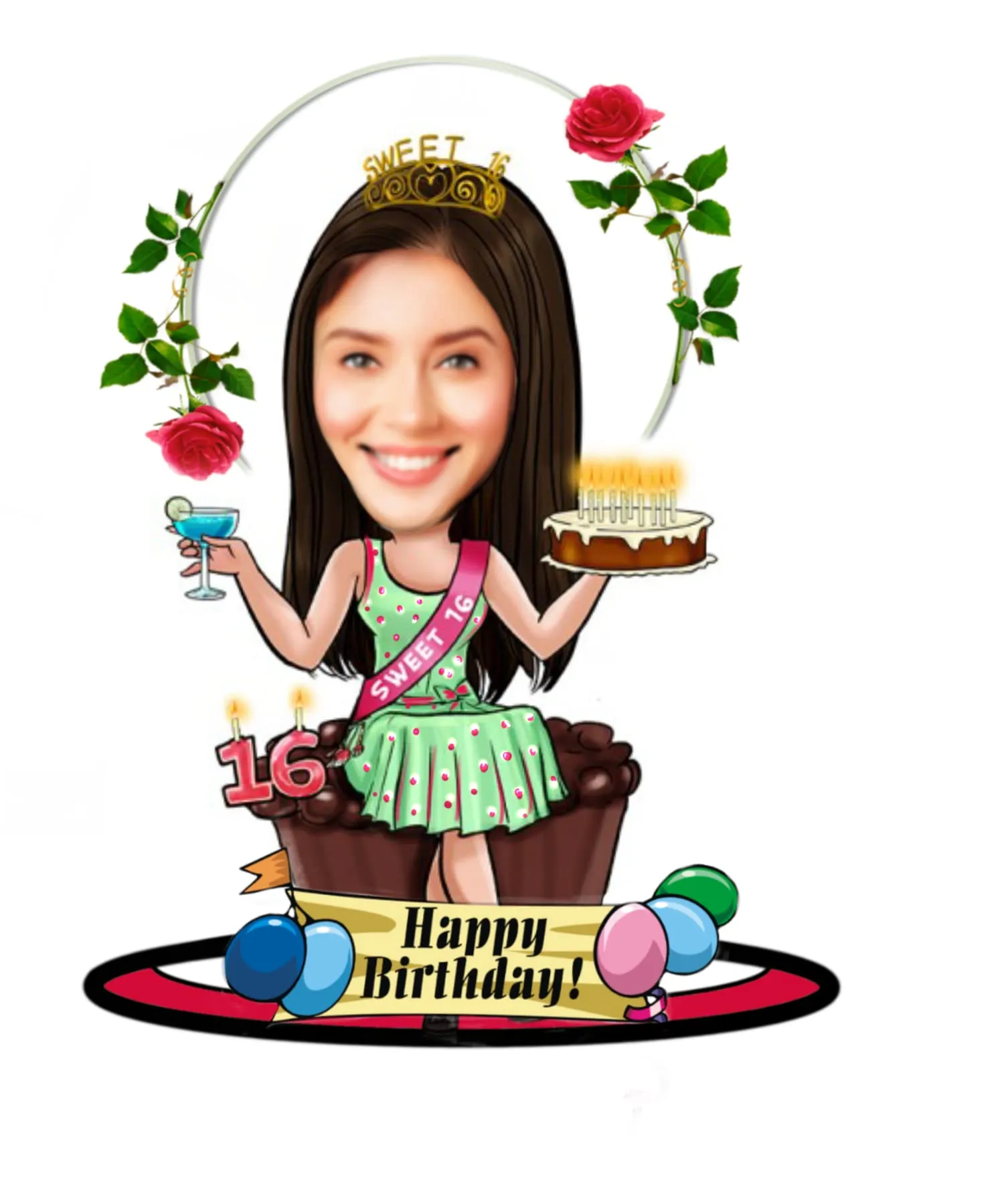 Adesh Anusaar™ Caricature Personalized Gifts forhappy Birthday Girl Wooden (9 x 6.5) AD053