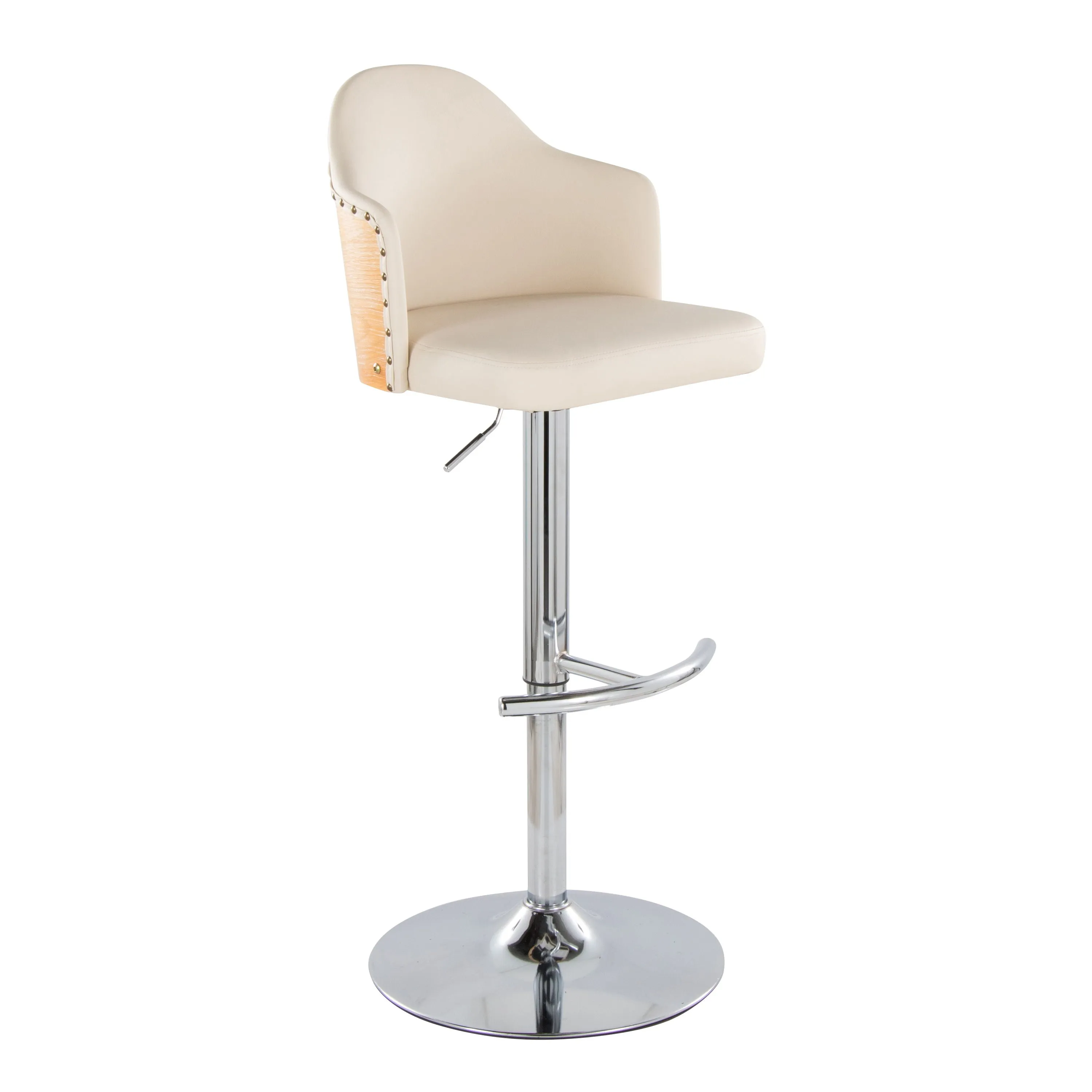 Ahoy - Contemporary Adjustable Barstool, Swivel With Rounded T Footrest (Set of 2) by Couch.com