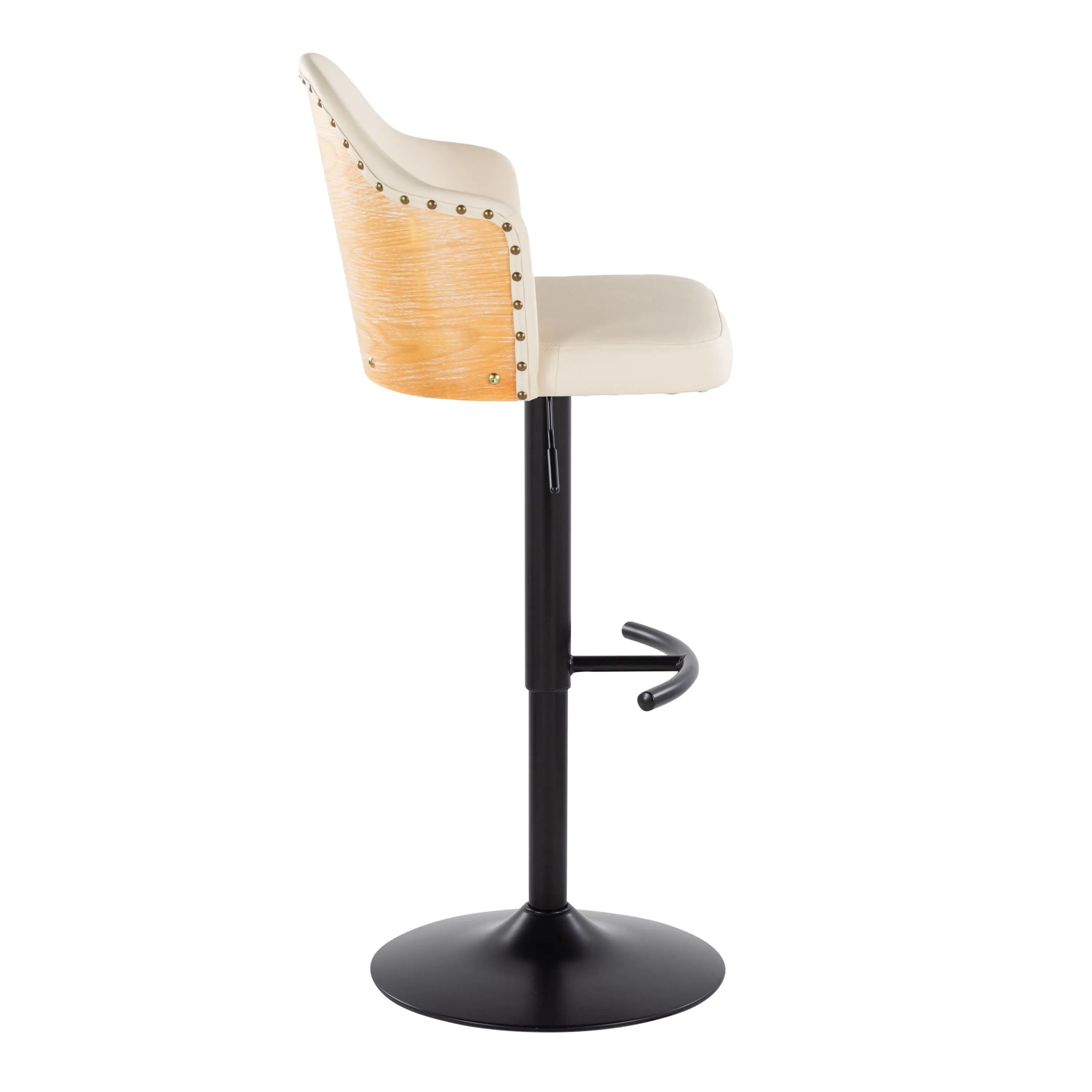 Ahoy - Contemporary Adjustable Barstool, Swivel With Rounded T Footrest (Set of 2) by Couch.com