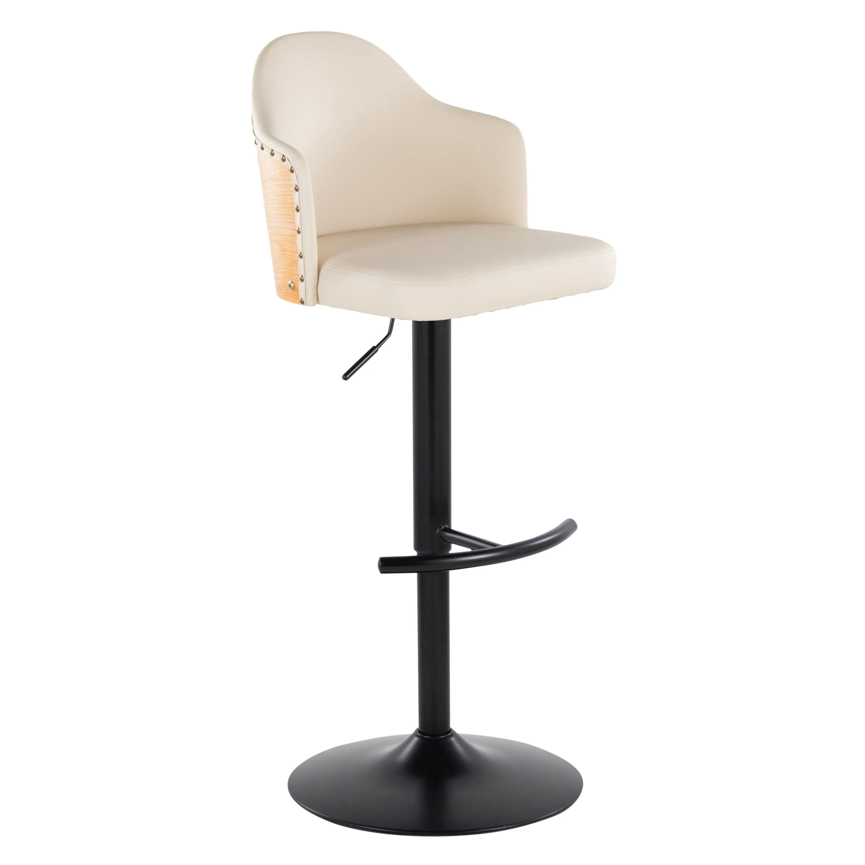 Ahoy - Contemporary Adjustable Barstool, Swivel With Rounded T Footrest (Set of 2) by Couch.com