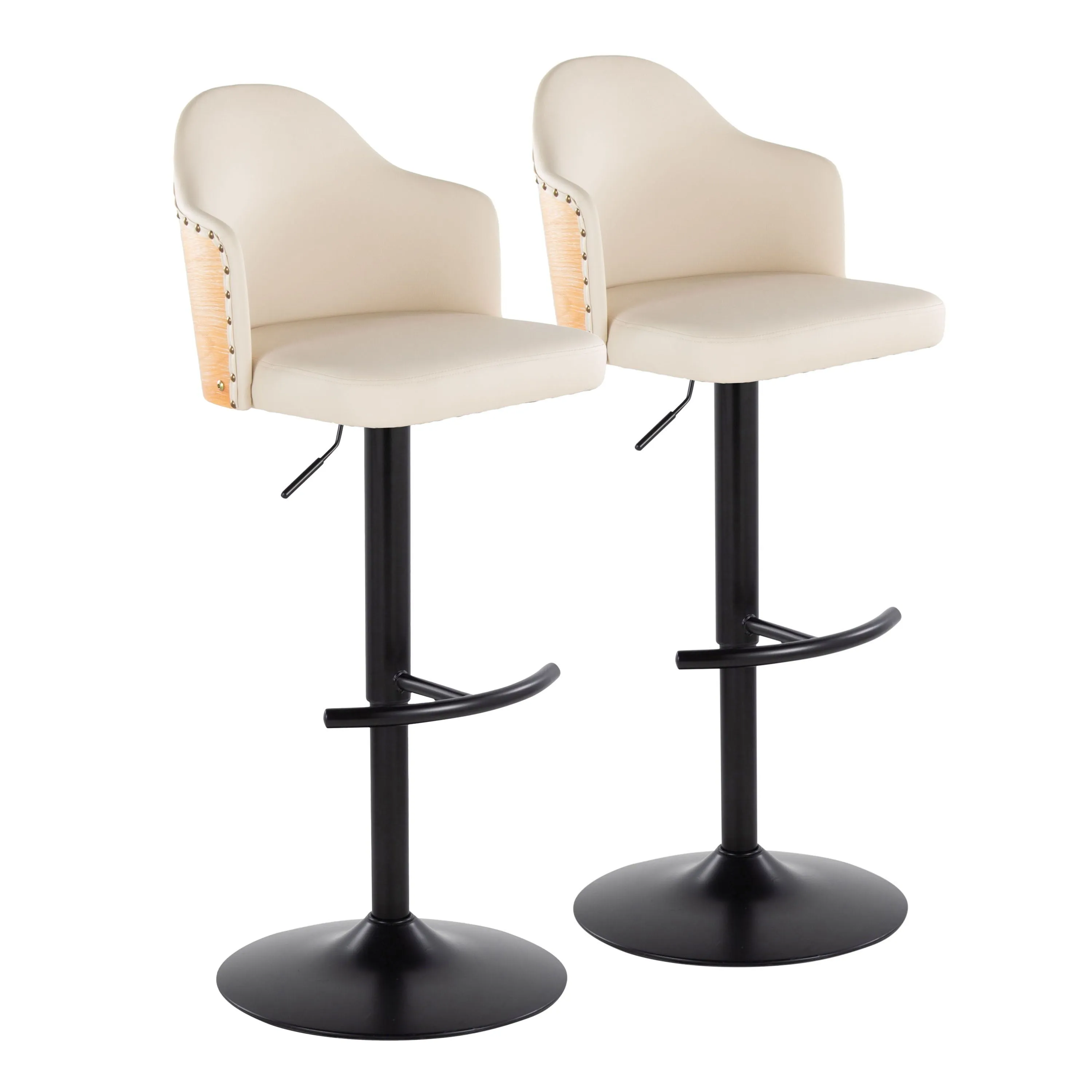 Ahoy - Contemporary Adjustable Barstool, Swivel With Rounded T Footrest (Set of 2) by Couch.com