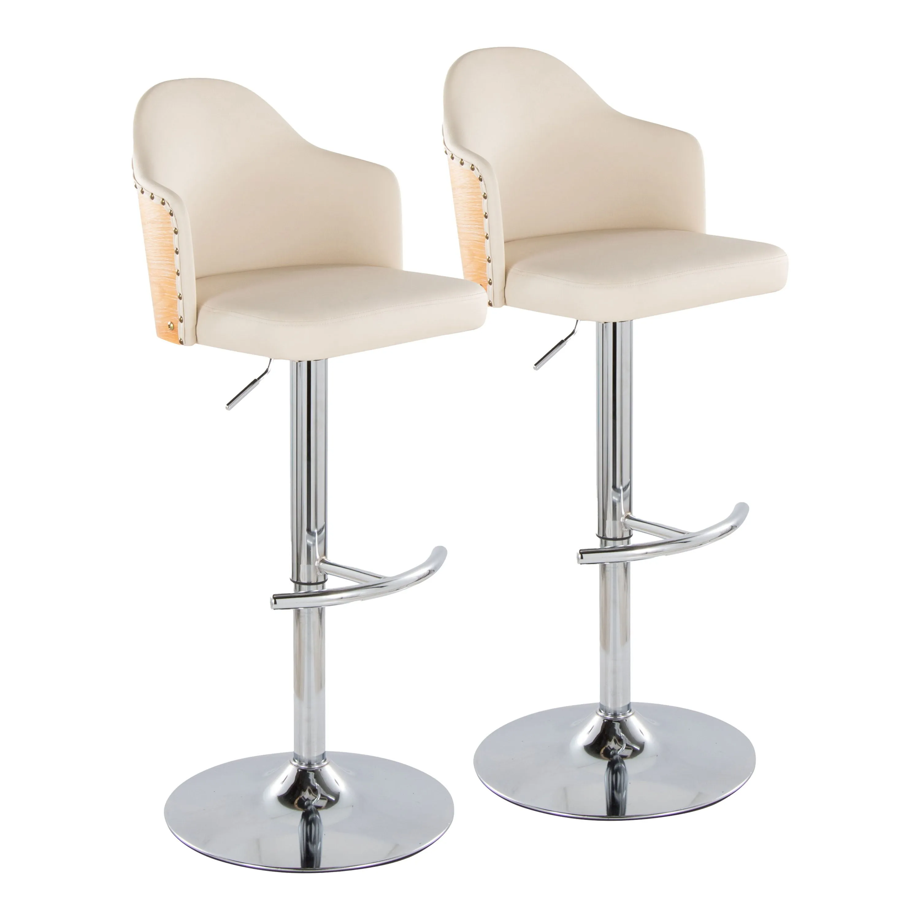 Ahoy - Contemporary Adjustable Barstool, Swivel With Rounded T Footrest (Set of 2) by Couch.com