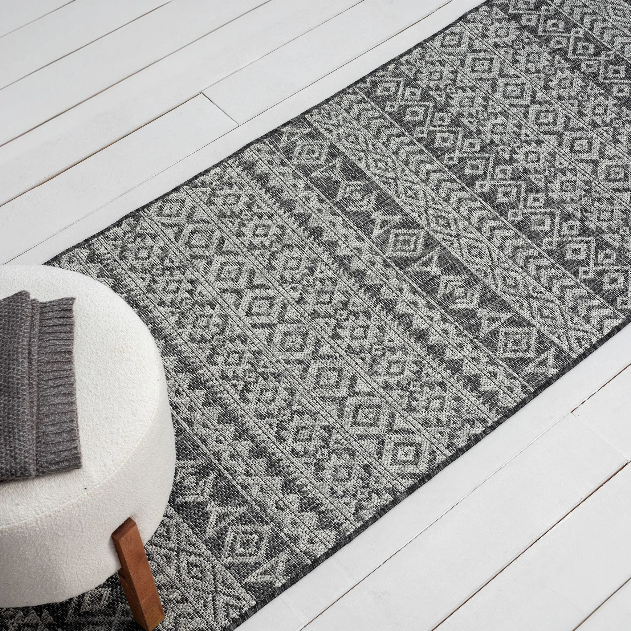 Alfresco 421 Dark Grey Runner Rug - Hallway Durability