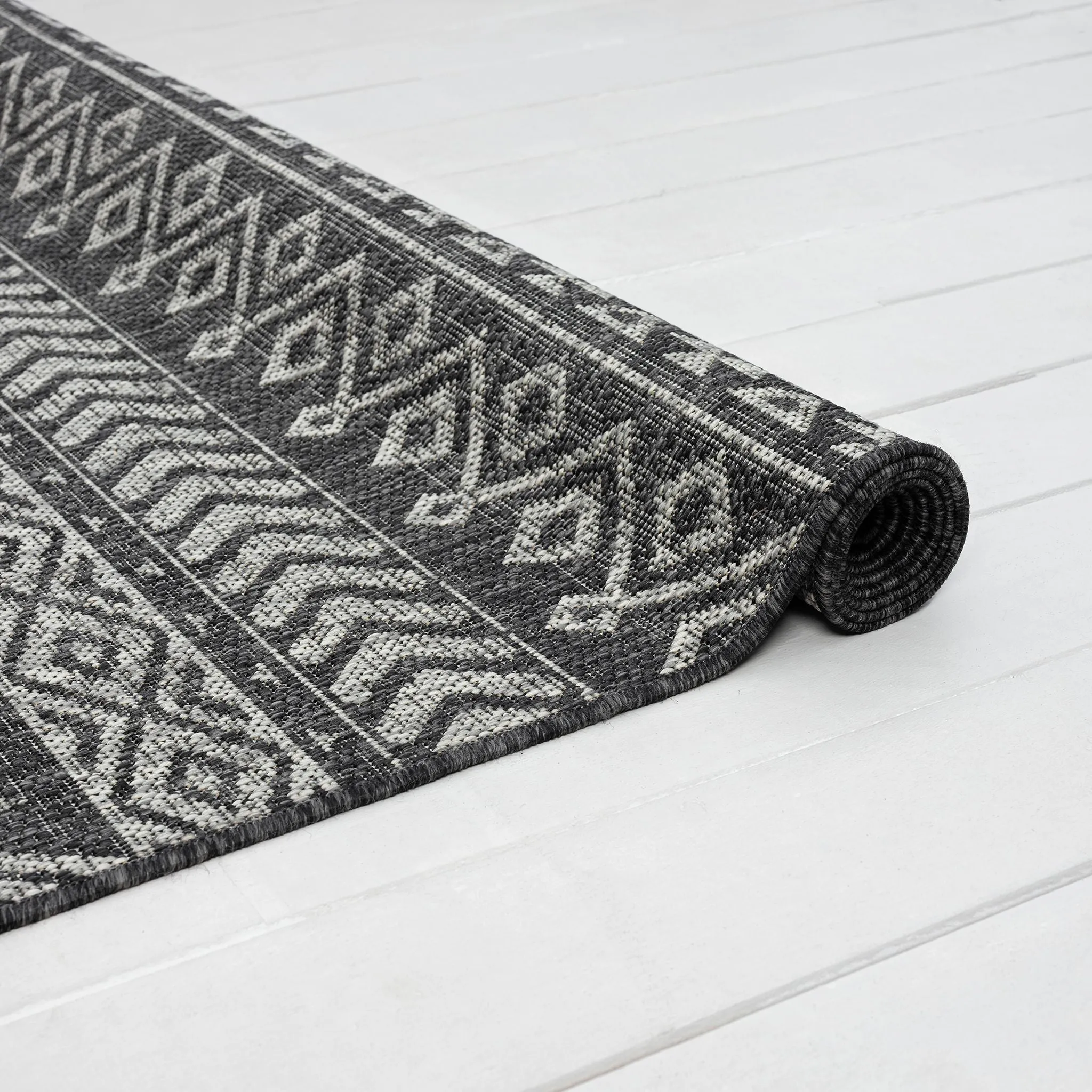 Alfresco 421 Dark Grey Runner Rug - Hallway Durability