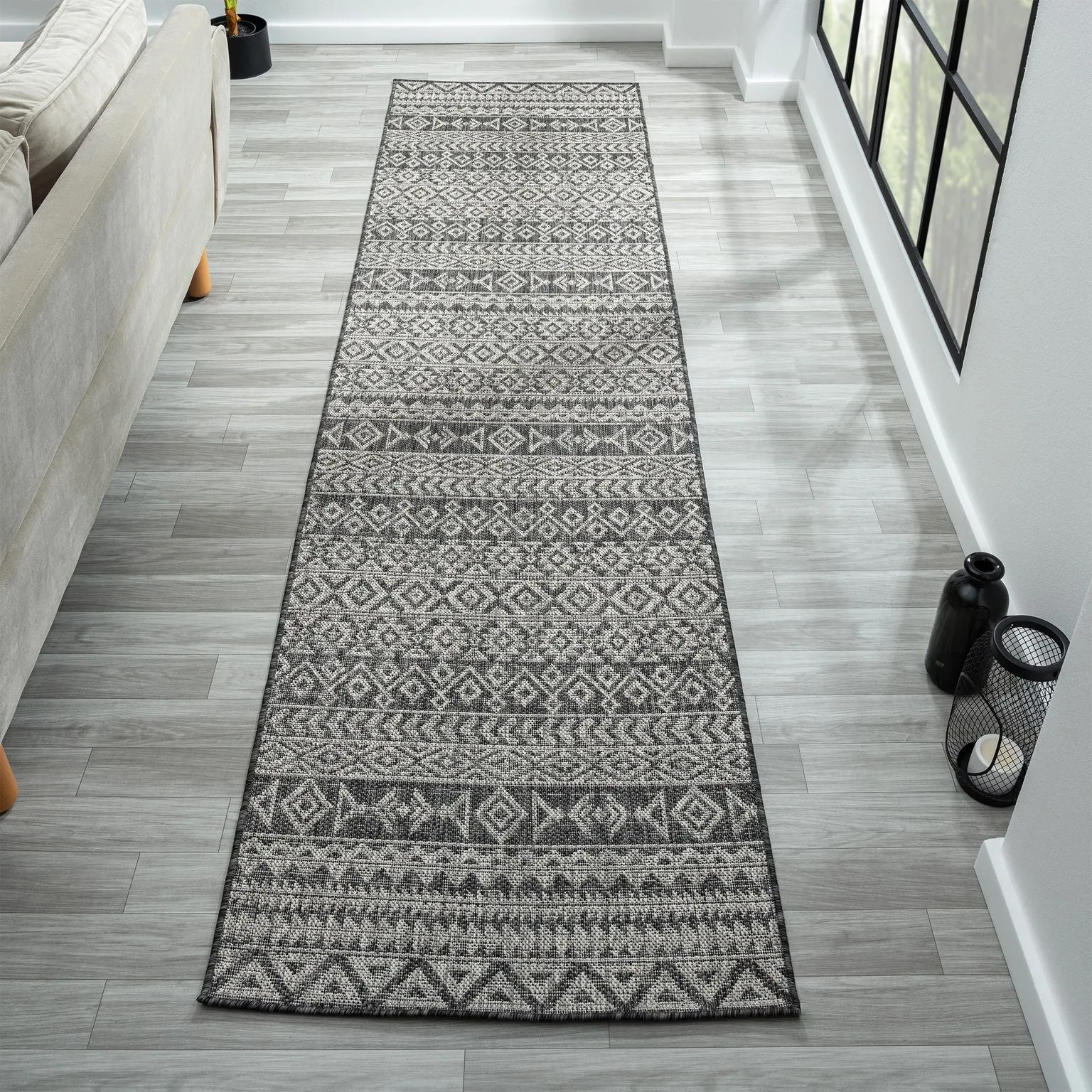 Alfresco 421 Dark Grey Runner Rug - Hallway Durability