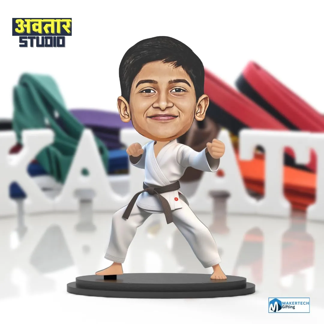 Avatar Stand Personalized Gift for Kids, Brother, Friends, Character Caricature Photo Frame Unique Design Customized Gift for Friends & Family Return Gift (Karate Kid Boy)