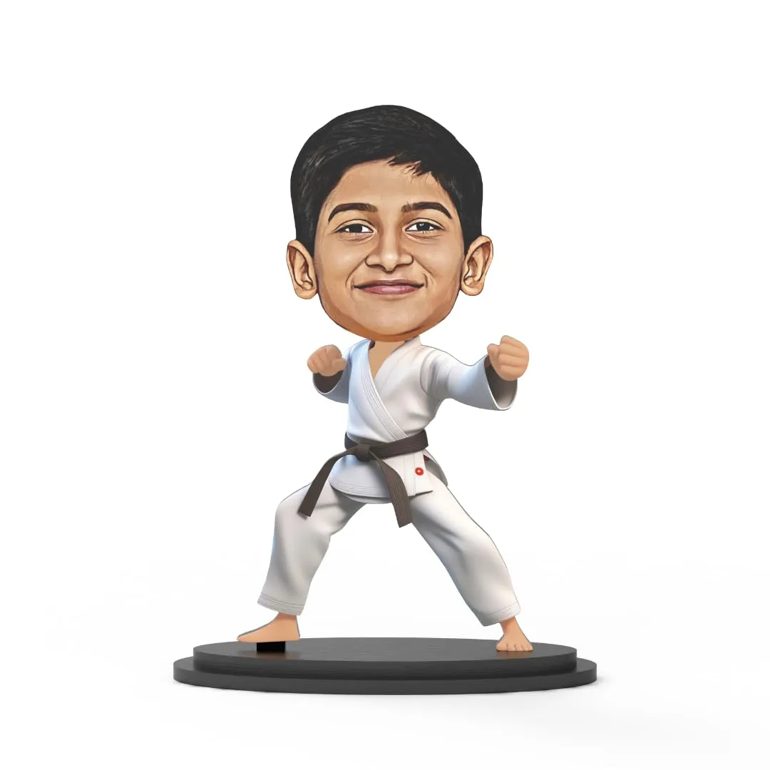 Avatar Stand Personalized Gift for Kids, Brother, Friends, Character Caricature Photo Frame Unique Design Customized Gift for Friends & Family Return Gift (Karate Kid Boy)
