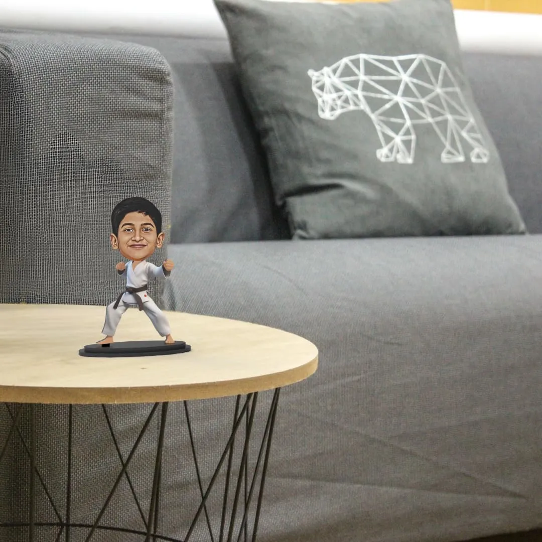 Avatar Stand Personalized Gift for Kids, Brother, Friends, Character Caricature Photo Frame Unique Design Customized Gift for Friends & Family Return Gift (Karate Kid Boy)