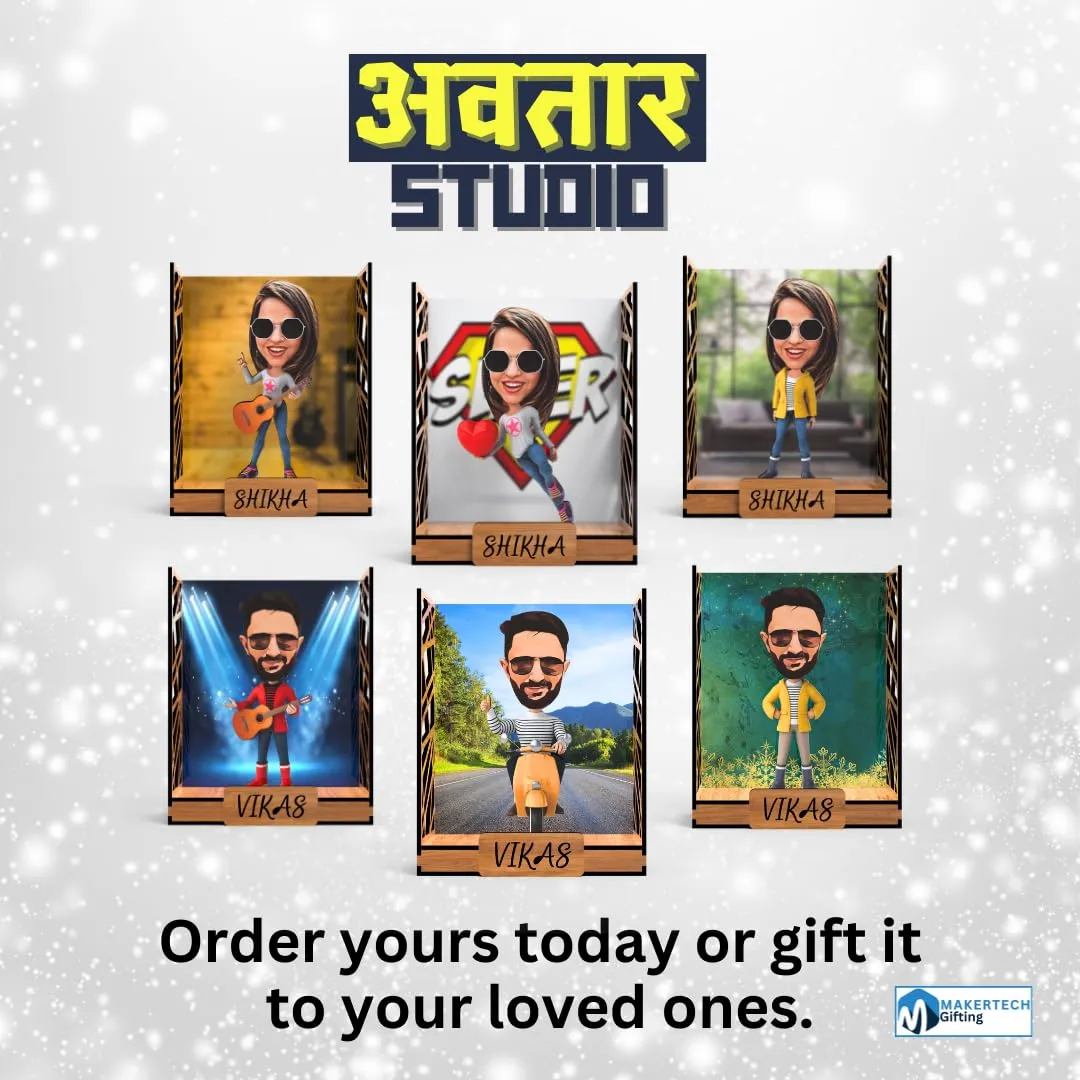 Avatar Studio Personalized Gift for Friends, Sister, Brother, BFF, Girlfriend, Boyfriend Character Caricature Photo Frame Unique Design Customized Gift for Friends & Family
