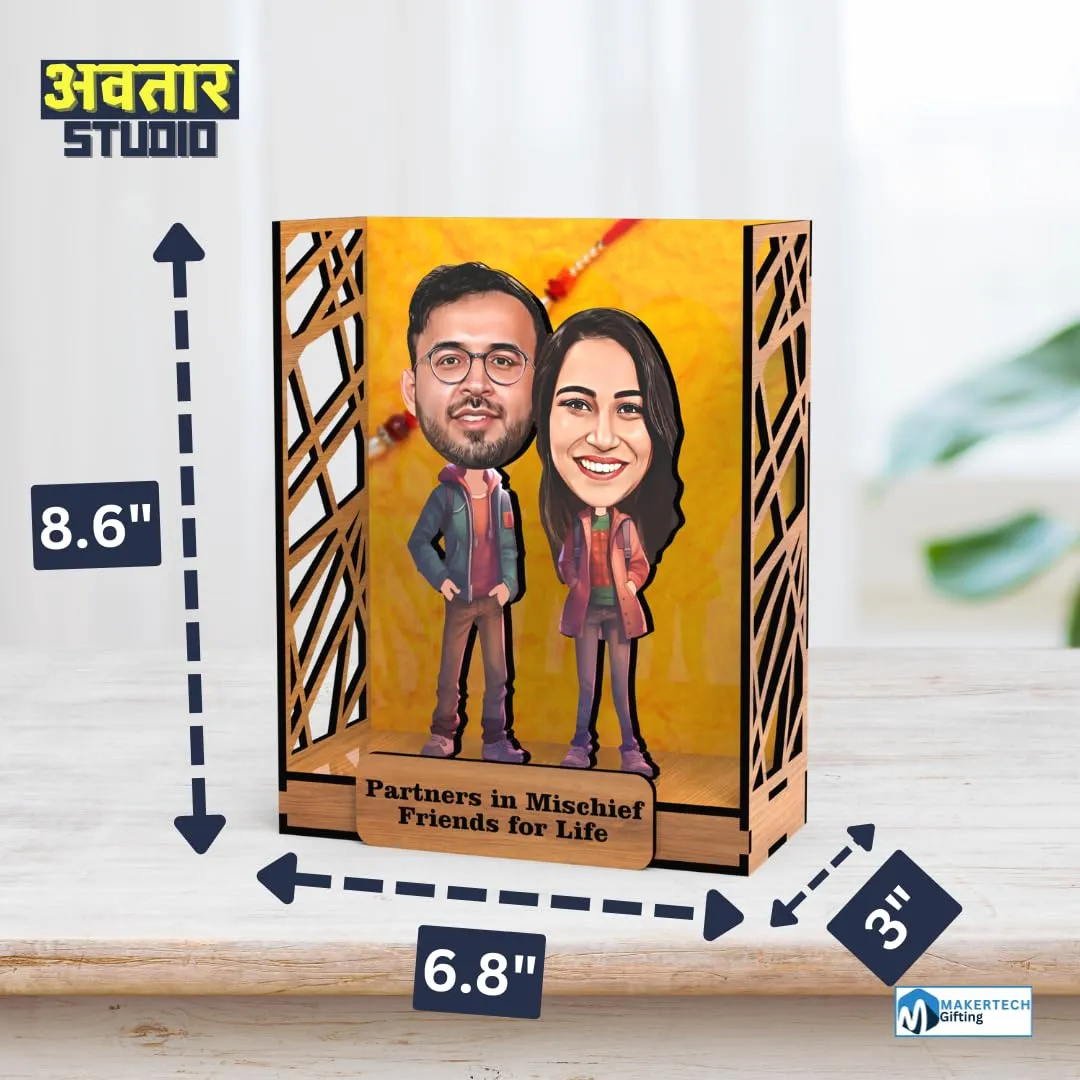 Avatar Studio Personalized Gift for Friends, Sister, Brother, BFF, Girlfriend, Boyfriend Character Caricature Photo Frame Unique Design Customized Gift for Friends & Family