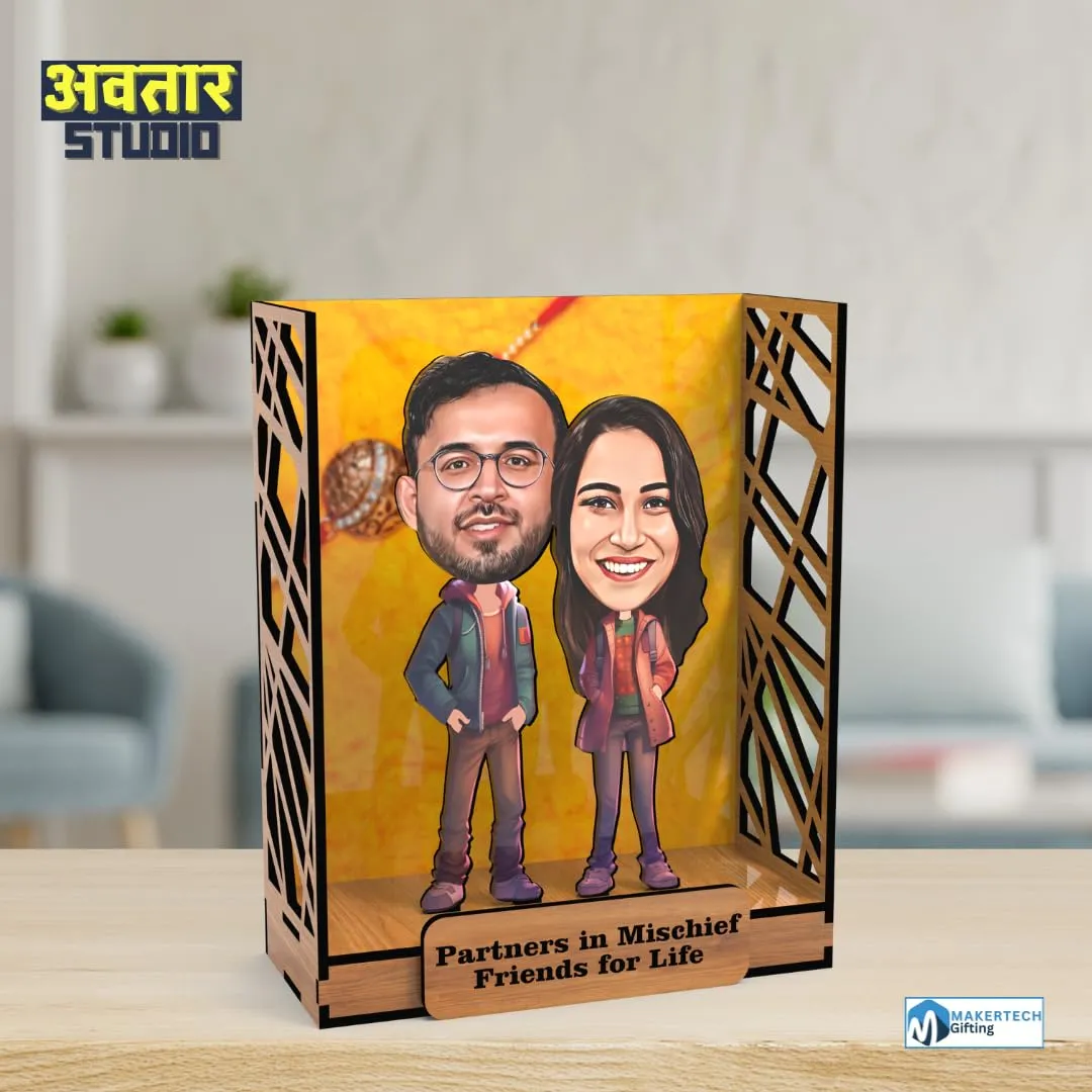 Avatar Studio Personalized Gift for Friends, Sister, Brother, BFF, Girlfriend, Boyfriend Character Caricature Photo Frame Unique Design Customized Gift for Friends & Family