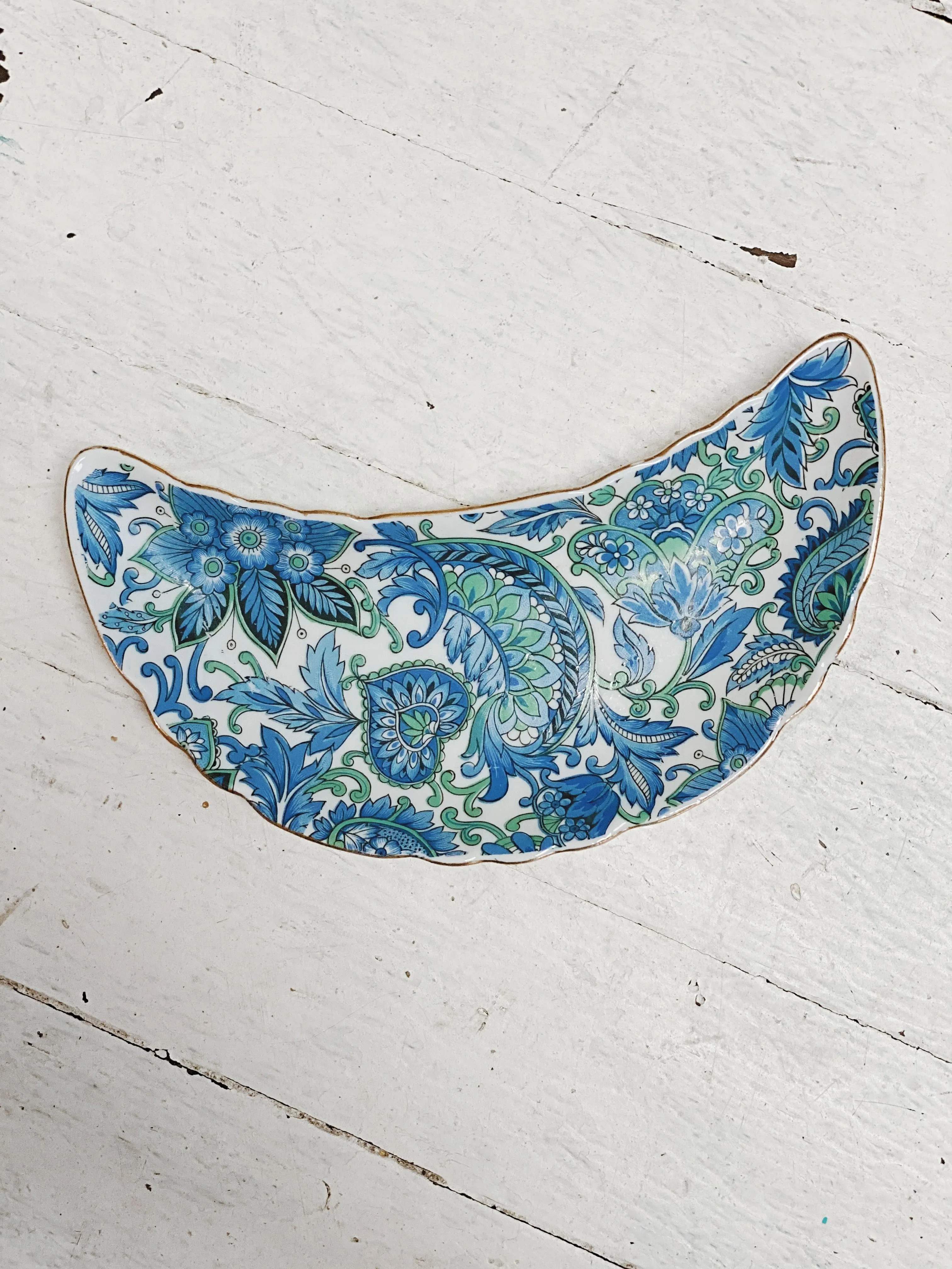 Blue and Green Paisley Bone Dish