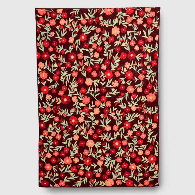 Chocolate Brown And Wild Orange Hand Embroidered Wool Chainstitch Rug