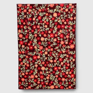 Chocolate Brown And Wild Orange Hand Embroidered Wool Chainstitch Rug