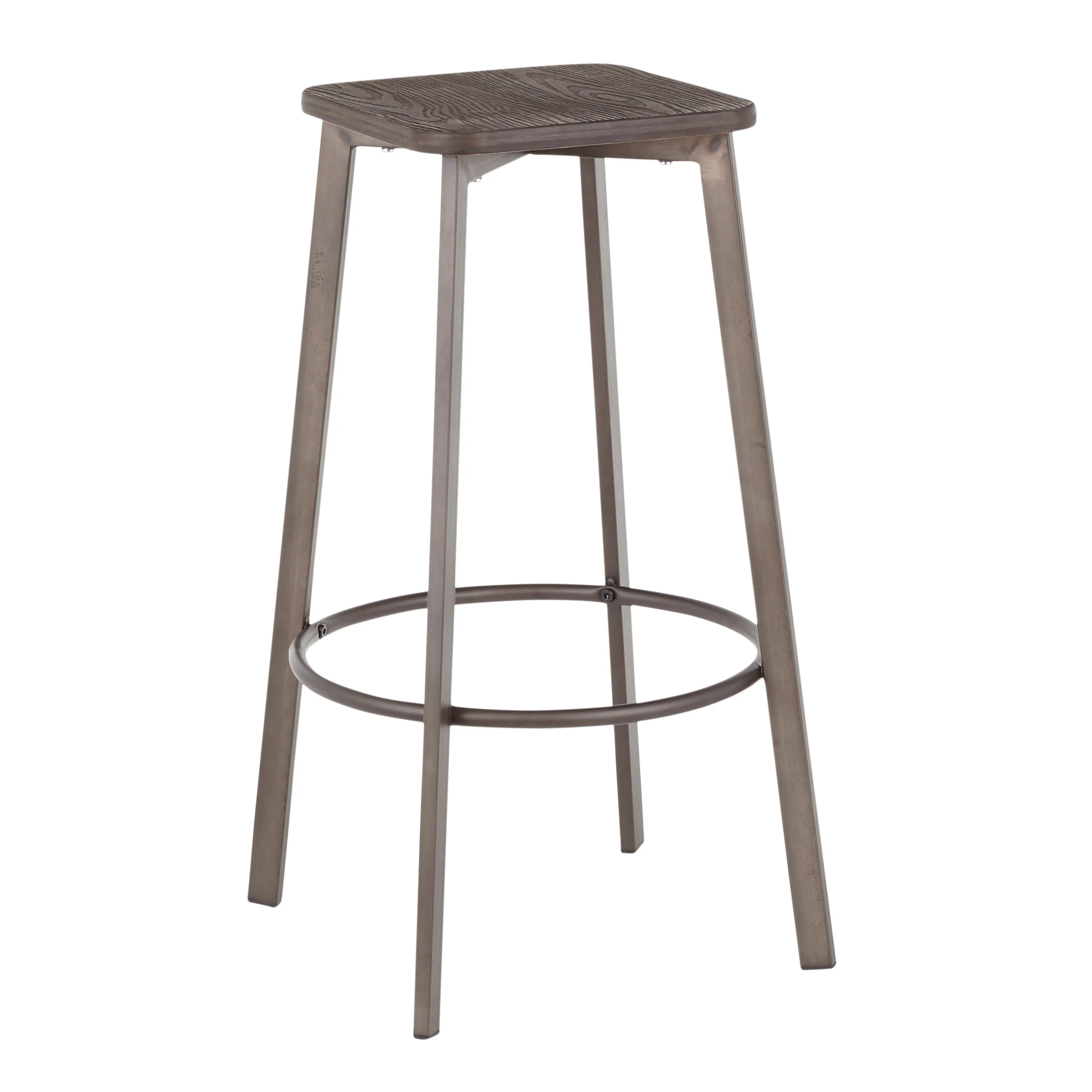 Clara - Industrial Square Barstool (Set of 2) - Espresso by Couch.com
