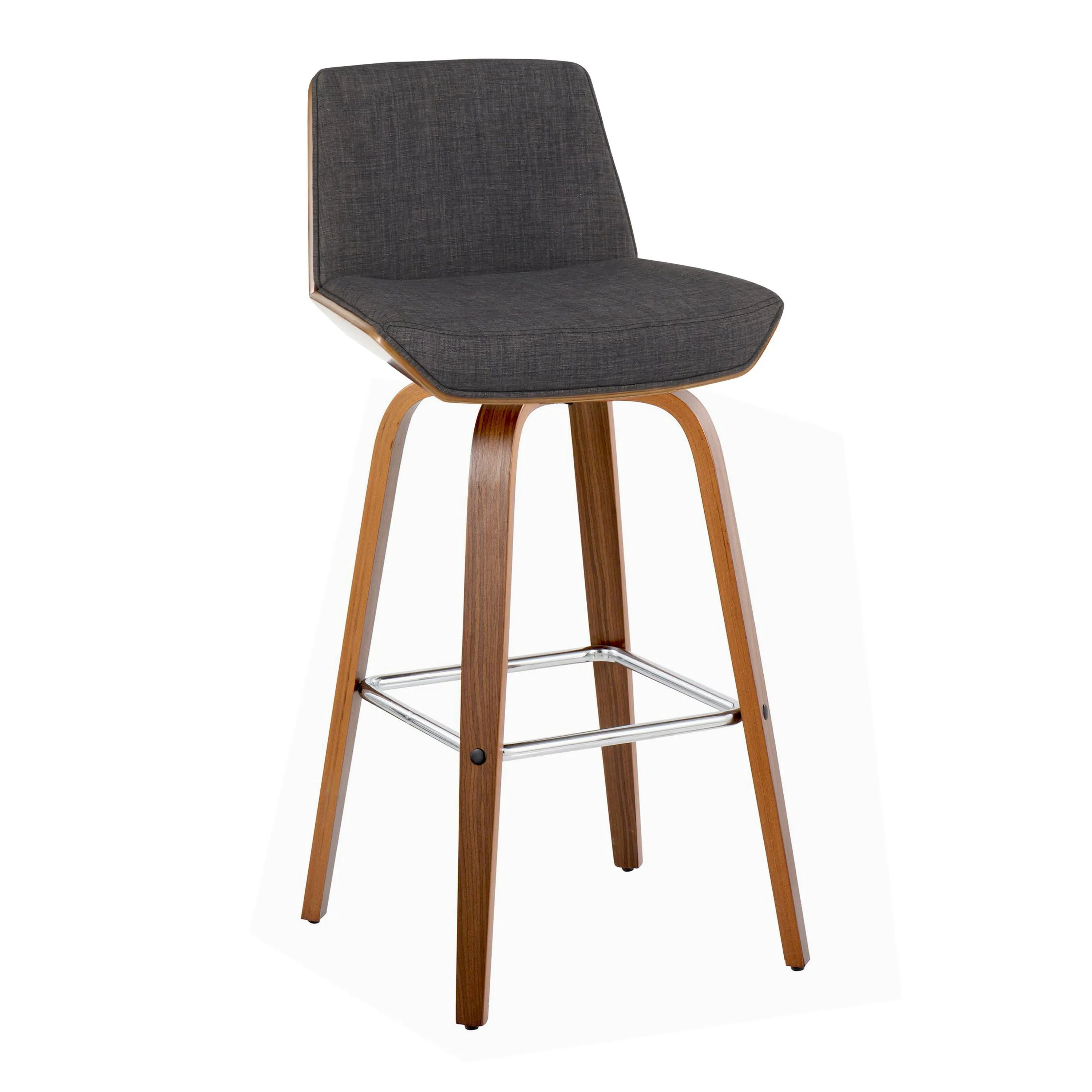Corazza - Mid Century Modern Fixed Height Barstool With Swivel With Square Footrest (Set of 2) by Couch.com