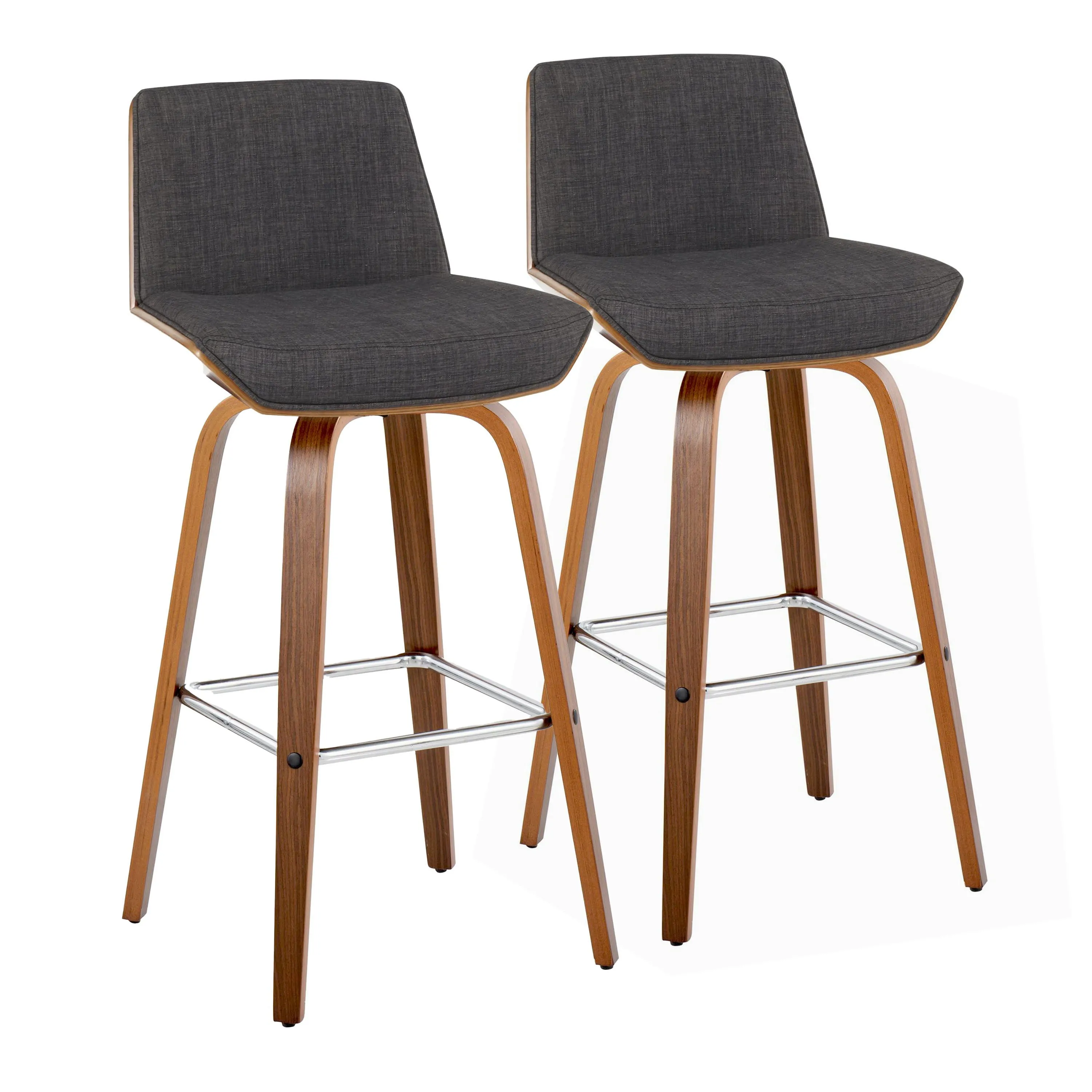 Corazza - Mid Century Modern Fixed Height Barstool With Swivel With Square Footrest (Set of 2) by Couch.com