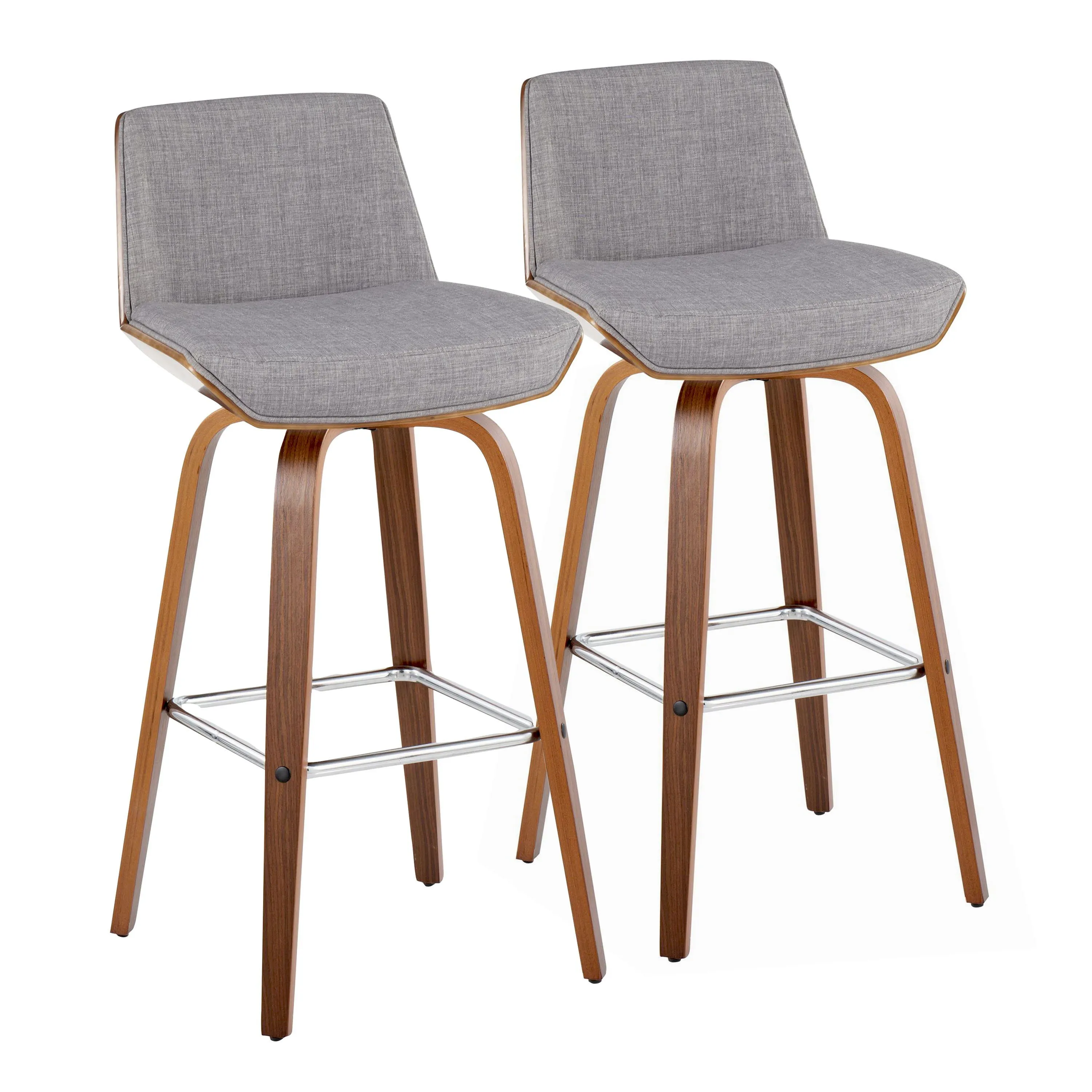 Corazza - Mid Century Modern Fixed Height Barstool With Swivel With Square Footrest (Set of 2) by Couch.com