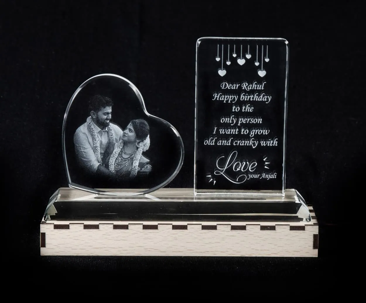 CrazzyGIFT.com Handcrafted Fully Personalized Gifts For Husband | Customized Gifts For Husband | 3D Photo Crystal | Customized Gifts for Couple | Customized Gifts for Men with LED Light (Anniversary)