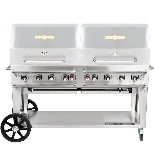 Crown Verity 60" Pro Series Outdoor Rental Grill with Single Gas Connection & Roll Dome Package CV-RCB-60RDP-SI 50/100