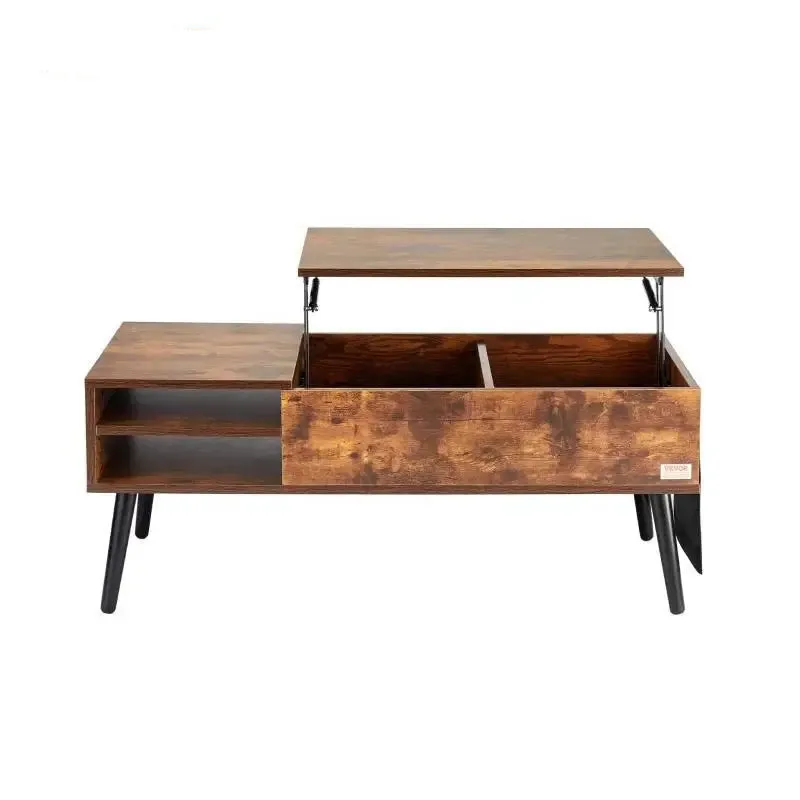Flipable Coffee Table With Extra Storage Pockets For Living Room