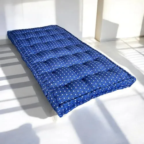 H B Msala Gadda Medium Firm Soft Cotton Quilt Mattress, Rectangle Type, Black Hosiery Cotton, Premium Blue Box Pack of 1 (5x6 Queen) | Perfect for a restful Night's Sleep|