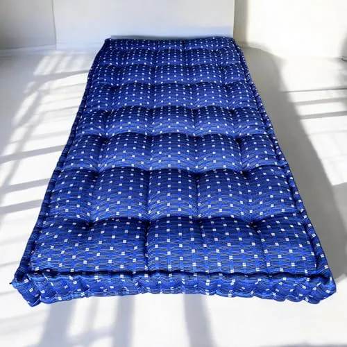 H B Msala Gadda Medium Firm Soft Cotton Quilt Mattress, Rectangle Type, Black Hosiery Cotton, Premium Blue Box Pack of 1 (5x6 Queen) | Perfect for a restful Night's Sleep|