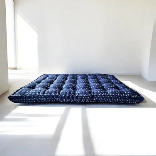 H B Msala Gadda Medium Firm Soft Cotton Quilt Mattress, Rectangle Type, Black Hosiery Cotton, Premium Blue Box Pack of 1 (5x6 Queen) | Perfect for a restful Night's Sleep|