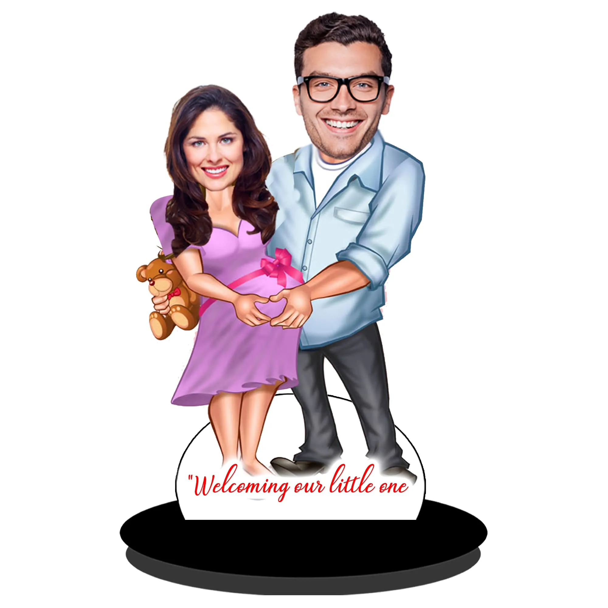 HEARTSLY | Wooden Caricature Personalized Gifts for Home Decore 7 Inch | Customized Gift for Happy Couple | Birthday Anniversary Gift for Couples