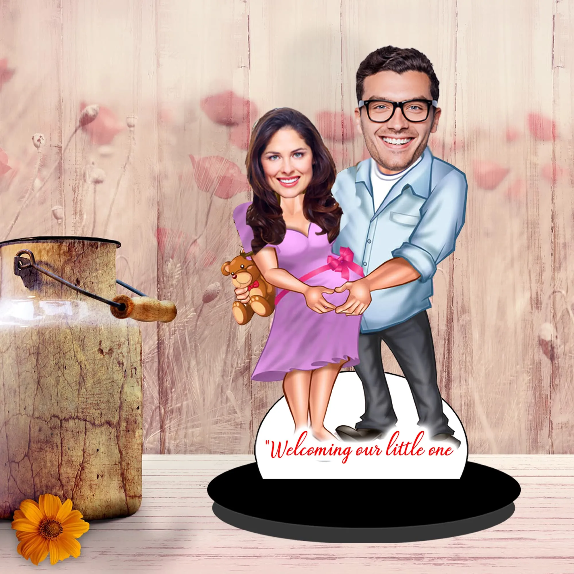 HEARTSLY | Wooden Caricature Personalized Gifts for Home Decore 7 Inch | Customized Gift for Happy Couple | Birthday Anniversary Gift for Couples
