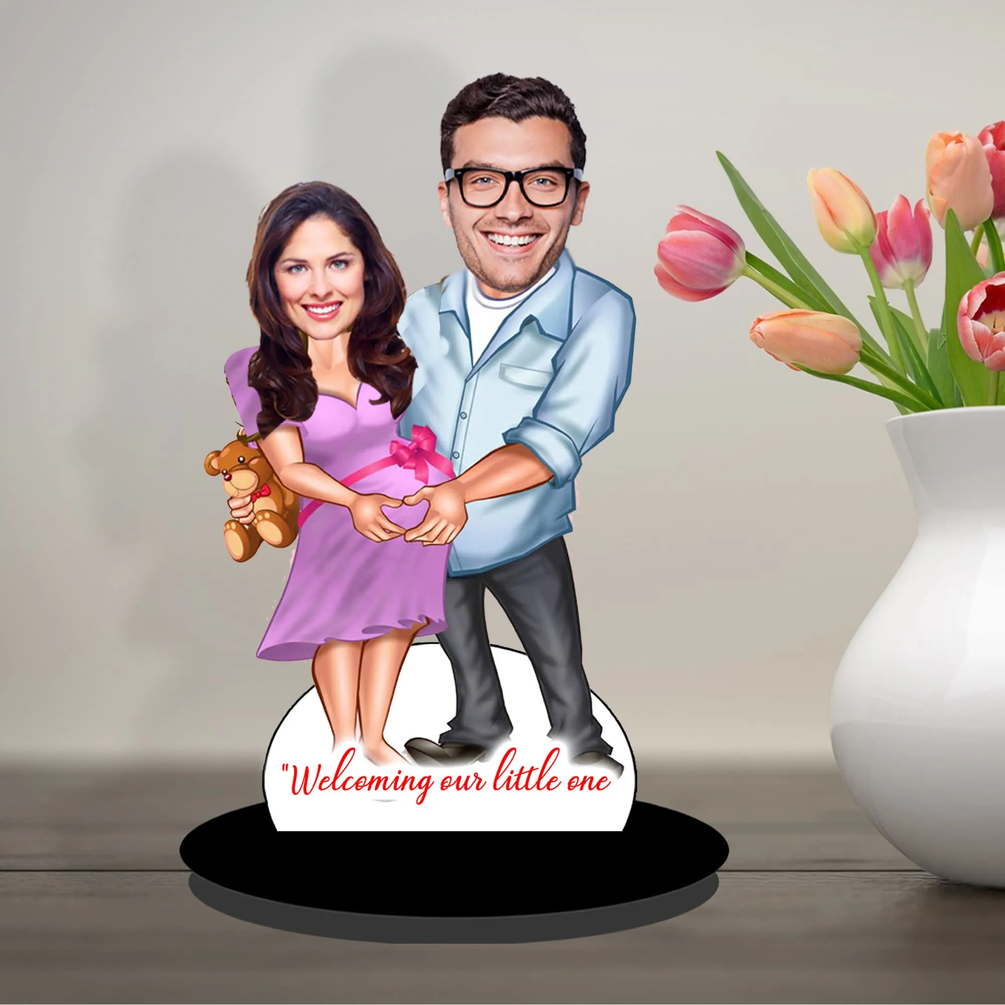 HEARTSLY | Wooden Caricature Personalized Gifts for Home Decore 7 Inch | Customized Gift for Happy Couple | Birthday Anniversary Gift for Couples