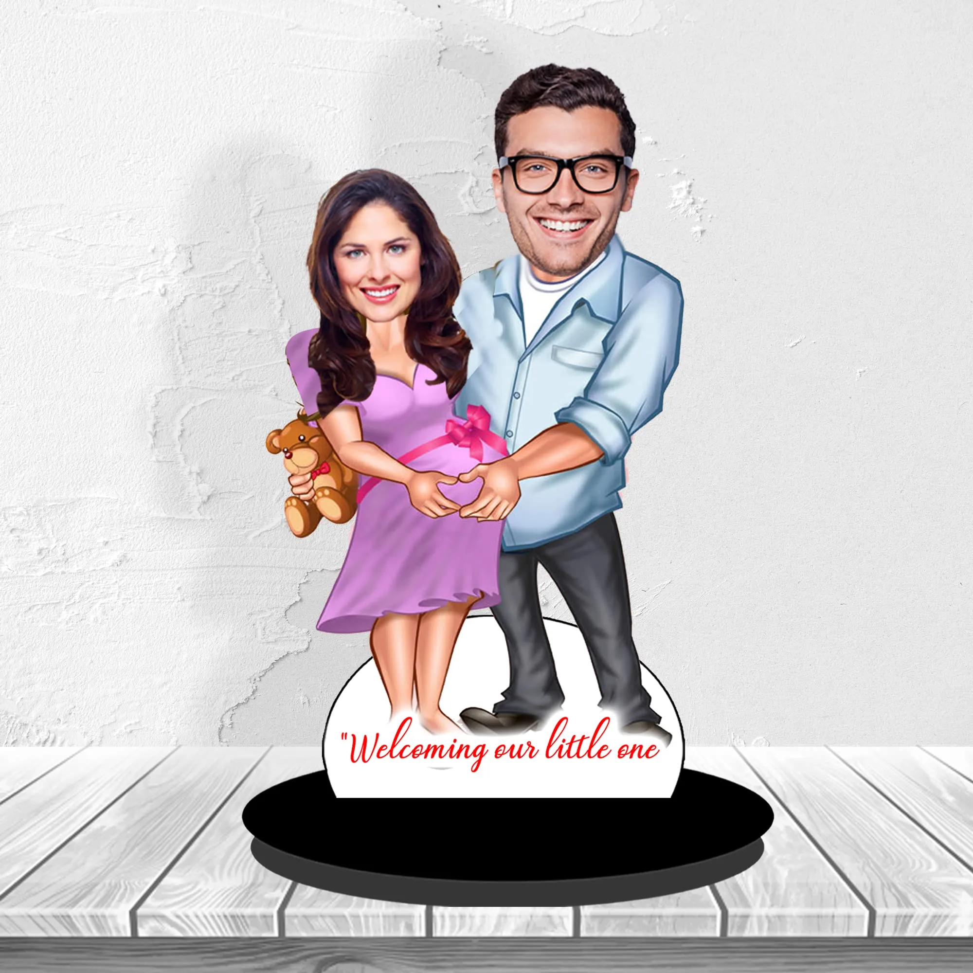 HEARTSLY | Wooden Caricature Personalized Gifts for Home Decore 7 Inch | Customized Gift for Happy Couple | Birthday Anniversary Gift for Couples