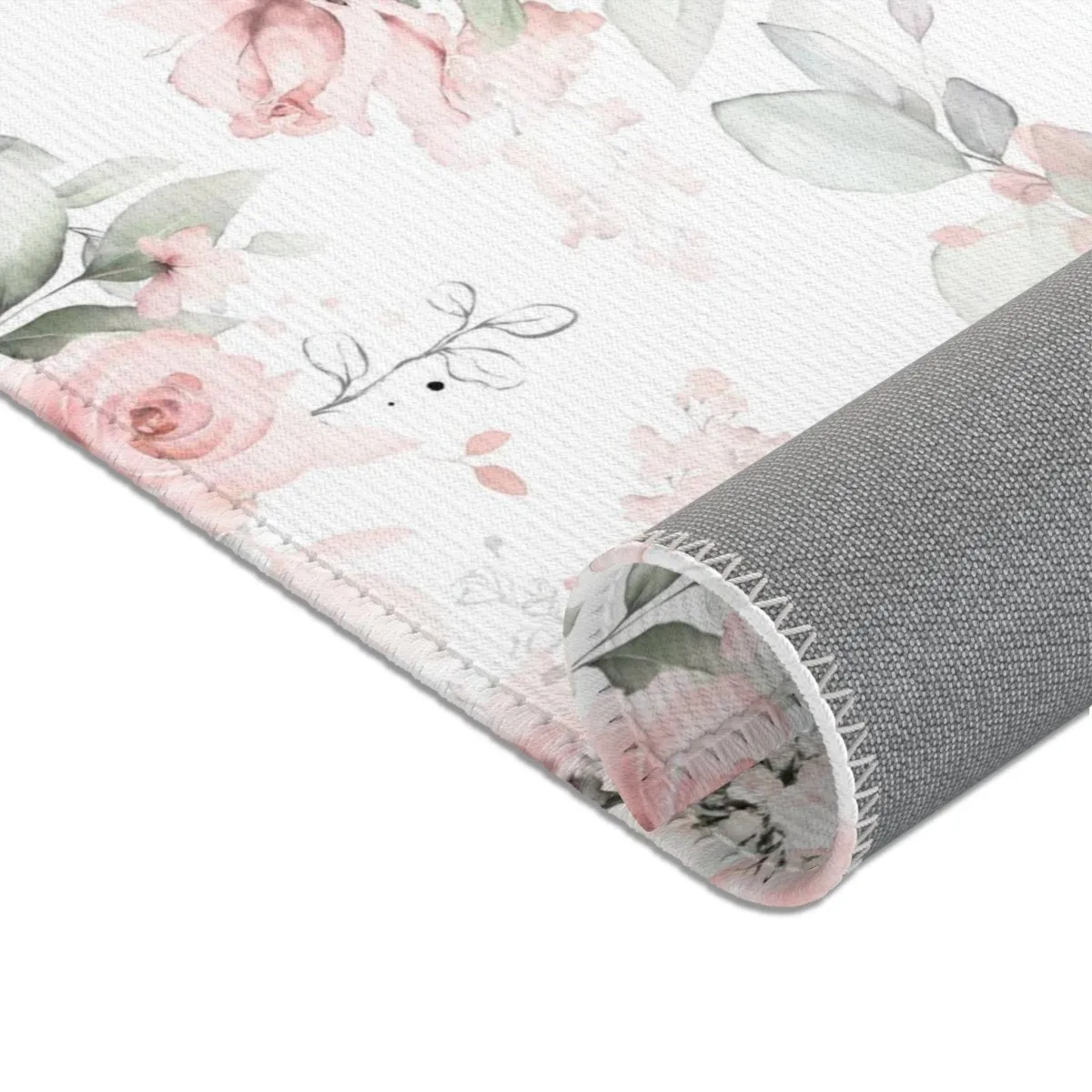 Highland Cow Floral Nursery Rug