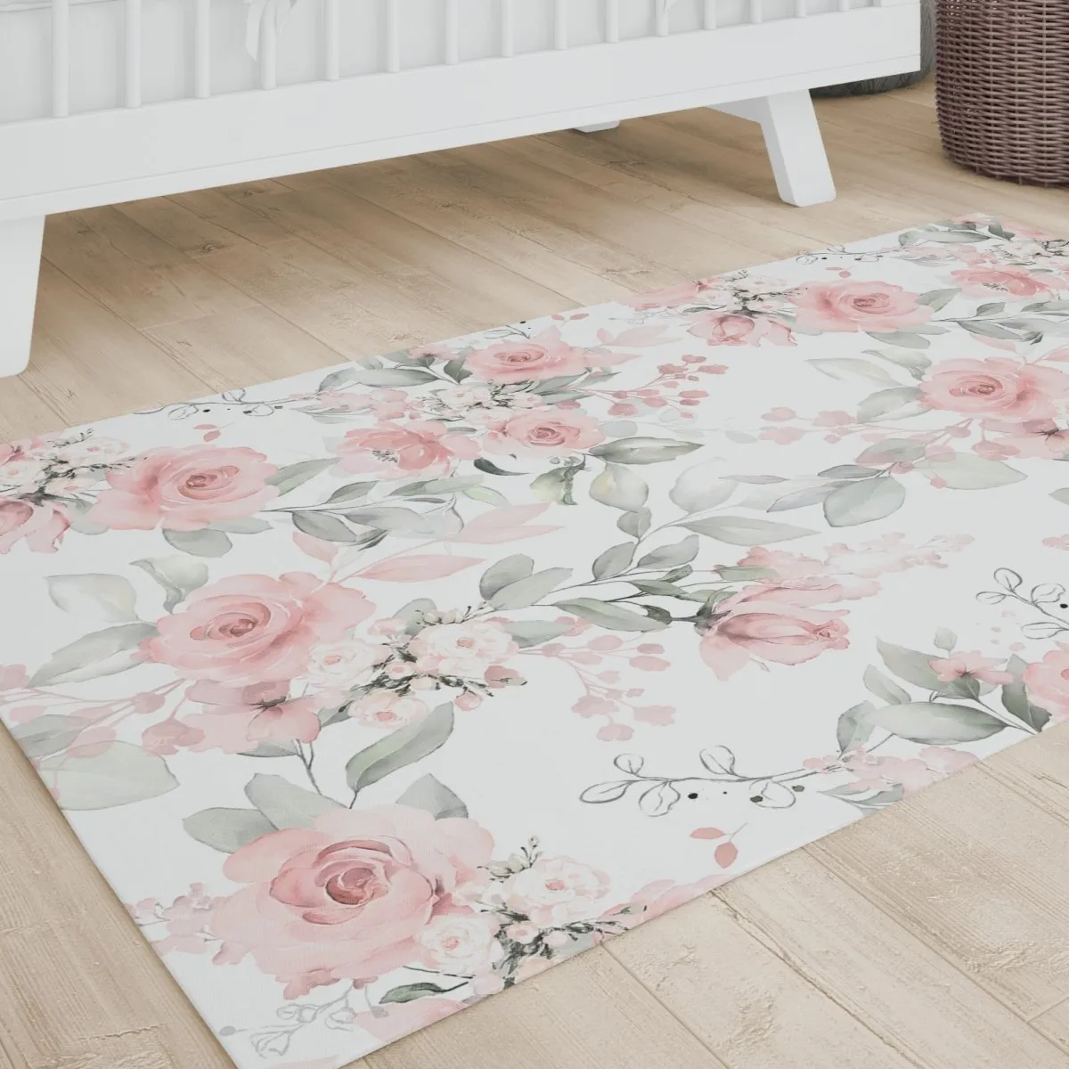 Highland Cow Floral Nursery Rug