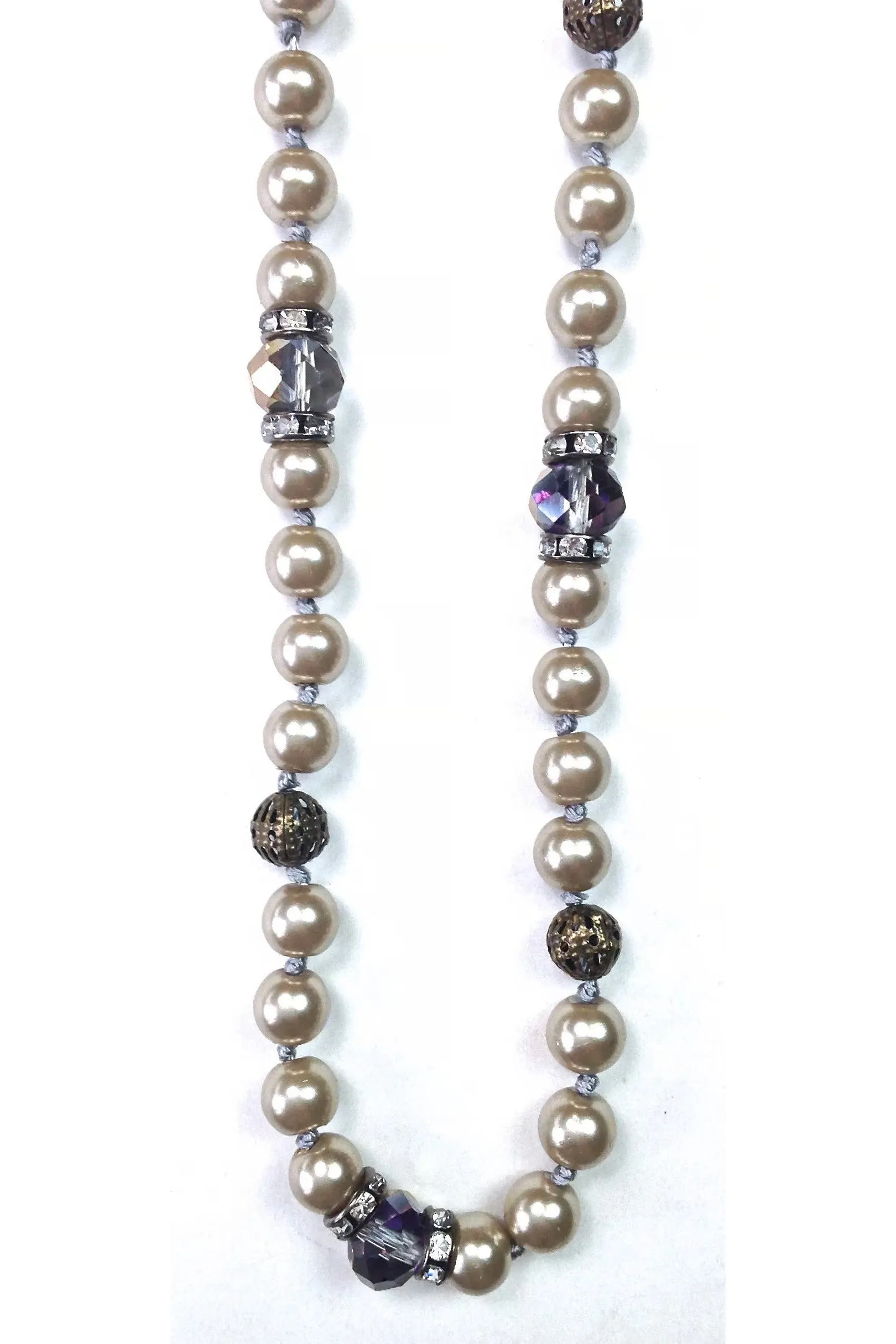 Lost And Found Treasure Chest Collection Extra Long Beaded Pearl With Rhinestone Stations