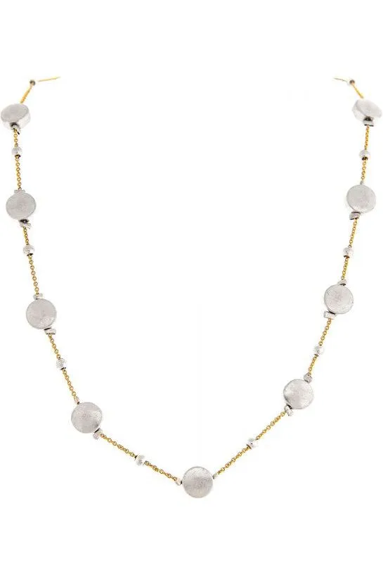 Rain Jewelry Collection Two Tone Silver Disc Gold Chain Necklace Set